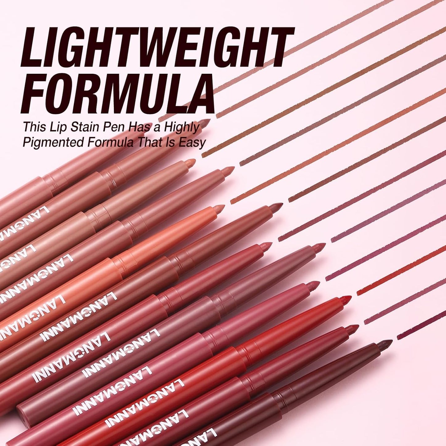 LANGMANNI 12-Color Matte Velvet Lip Liner Set | Smooth, Waterproof & Highly Pigmented for Daily Makeup