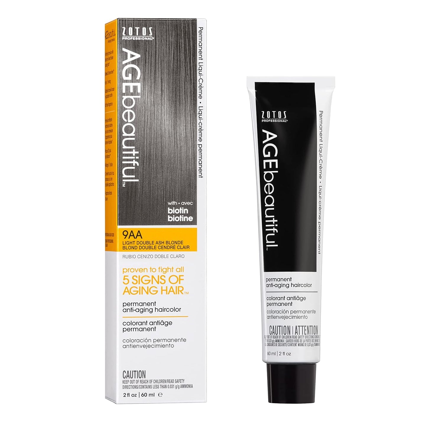 AGE Beautiful Permanent Hair Color Cream - 100% Gray Coverage Hair Dye with Biotin for Fuller, Thicker Hair | Professional Salon Quality