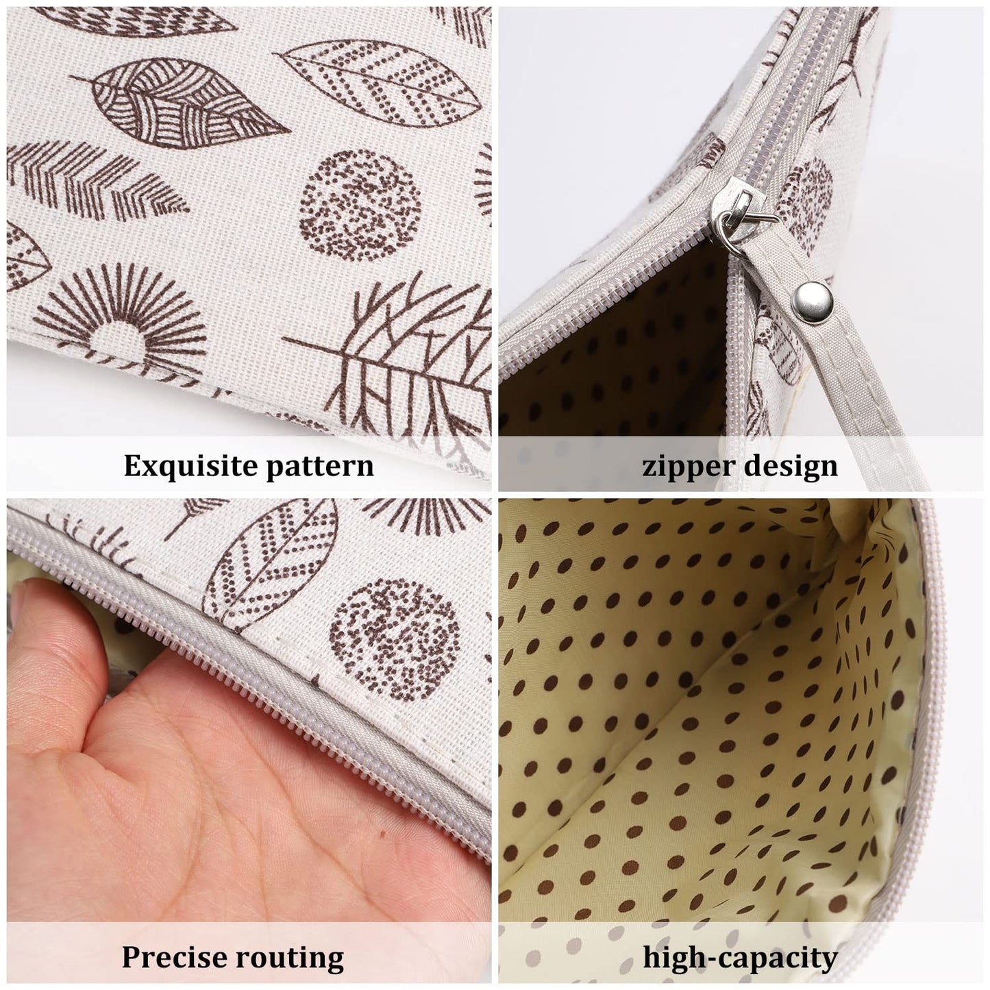 SUMAJU 4 Pcs Canvas Cosmetic Bag, Multi-Function Travel Makeup Bag Cosmetic Pouch with Zipper Travel Toiletry Bag Travel Size Toiletries Christmas Gifts Stocking Stuffers for Women