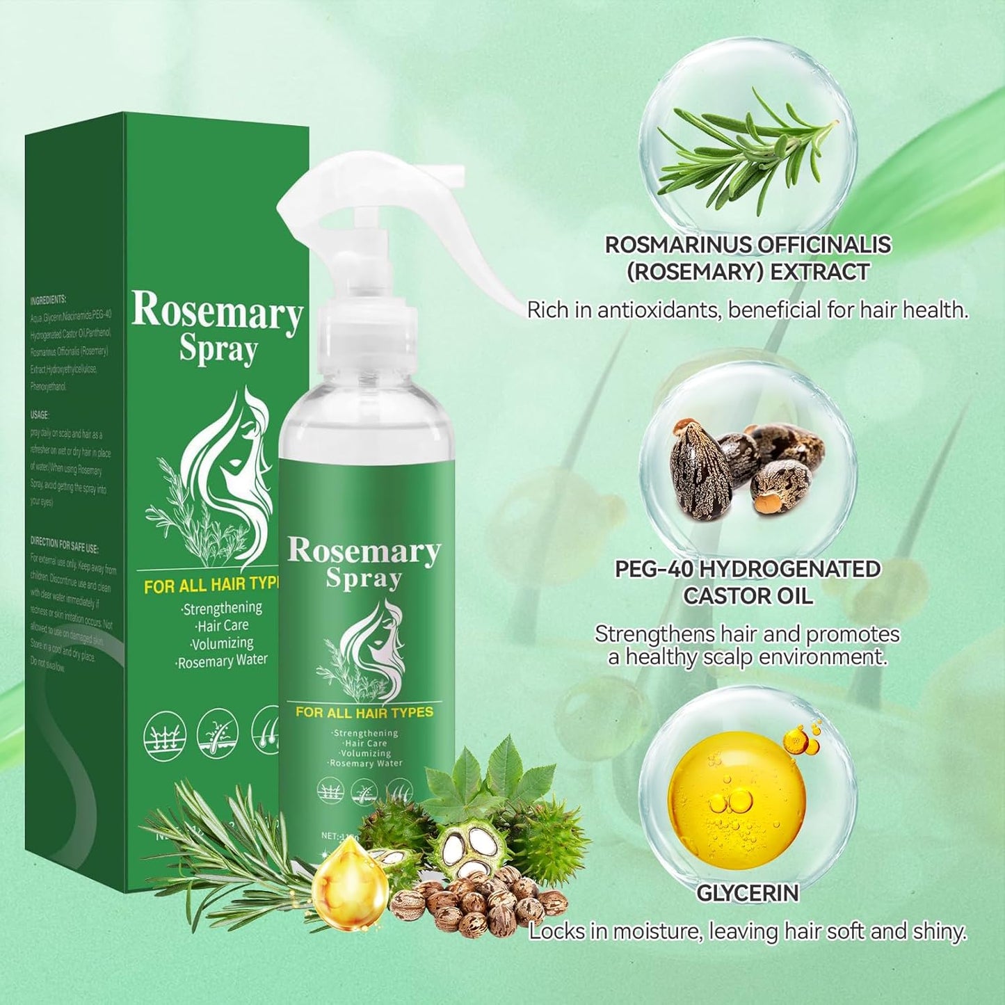Raw Batana Oil Leave-In Conditioner Spray - Hair Growth & Nourishment | Rosemary, 3.38 fl oz