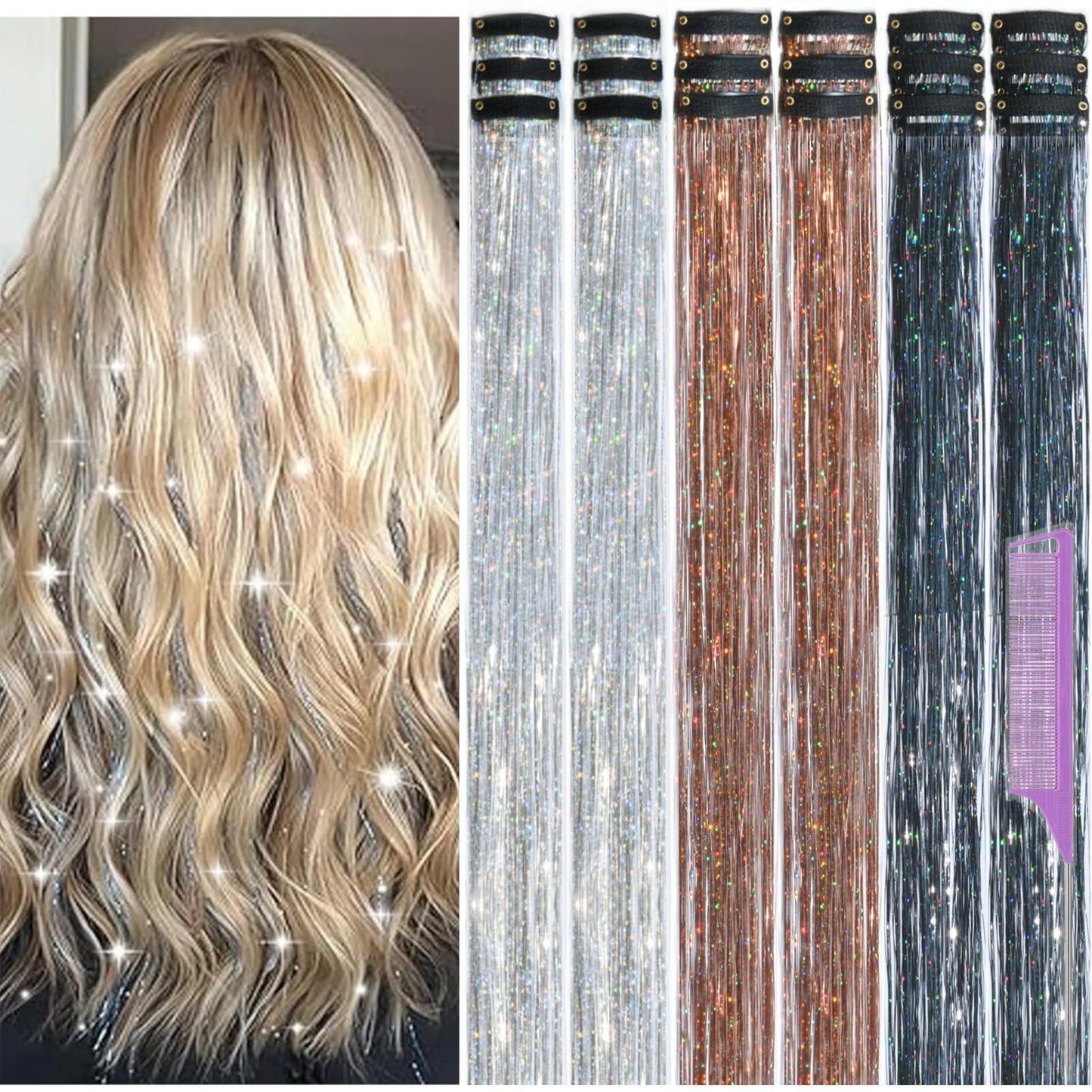 Hair Tinsel Clip in Pack of 18 Pcs Hair Accessories for Party Gatherings