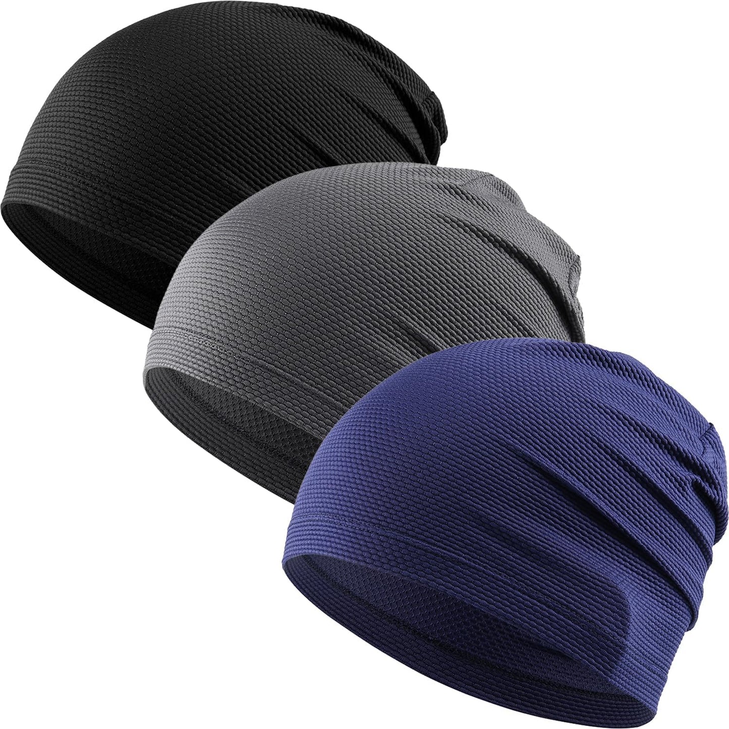 WTACTFUL 3-Pack Cooling Skull Caps - Breathable 3D Mesh Running Hats for Men & Women | Summer & Winter Use