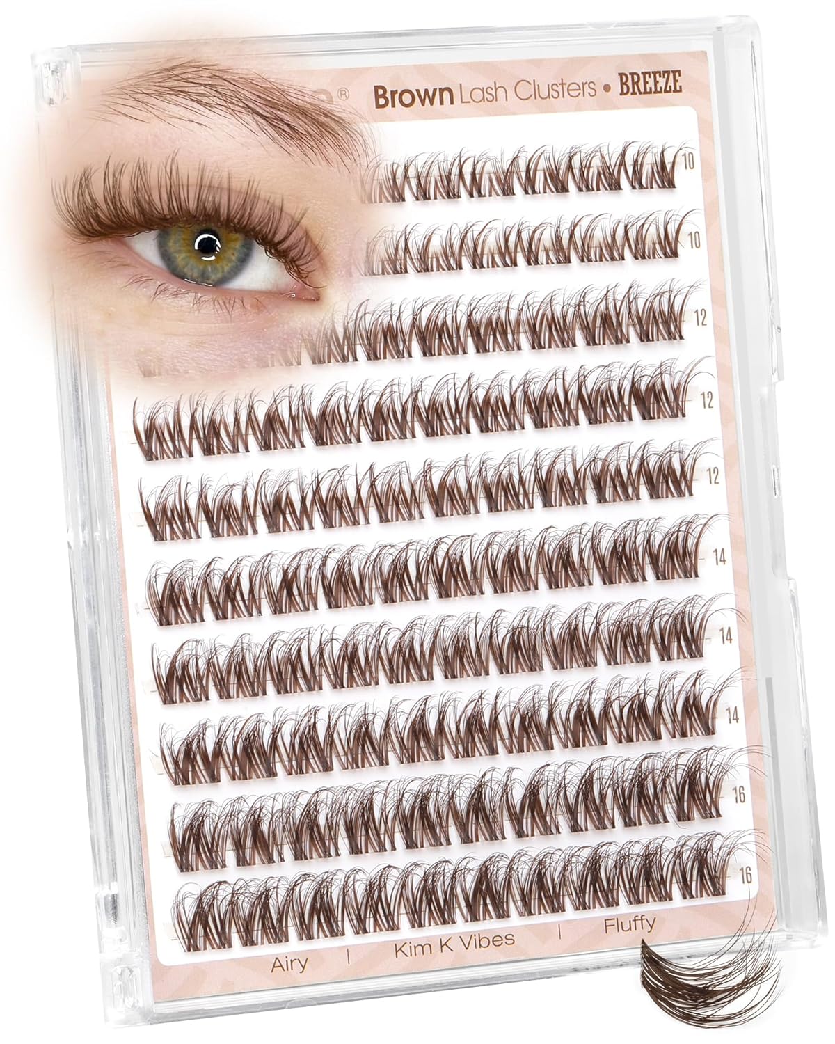 Natural Wispy Eyelash Extensions - Spider Lash Clusters 8-16MM | CC Curl, Flexible Clear Band for Effortless Application