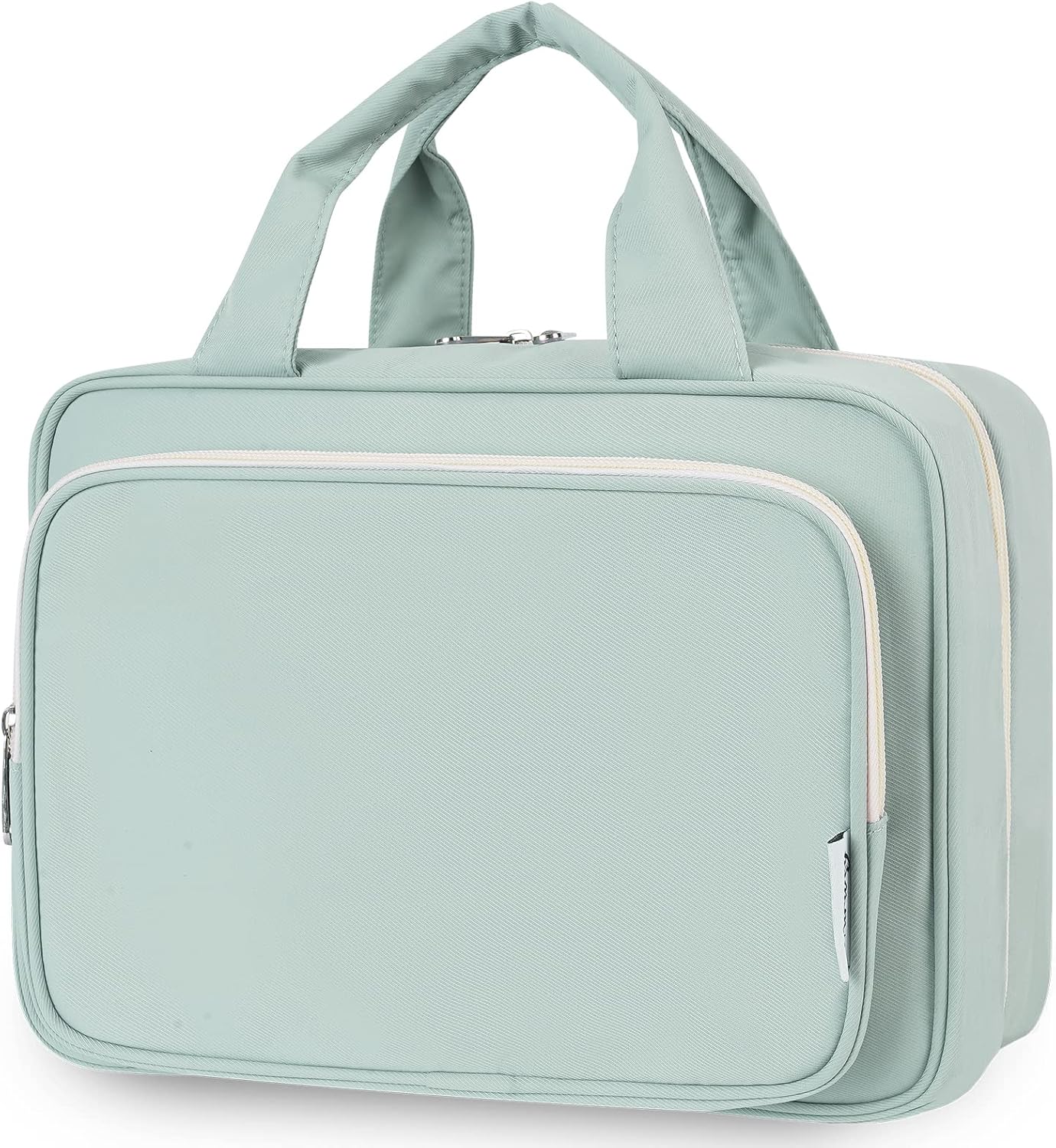 Striped Hanging Toiletry Bag for Women - Travel Makeup Organizer | Medium Dusty Pink Stripe