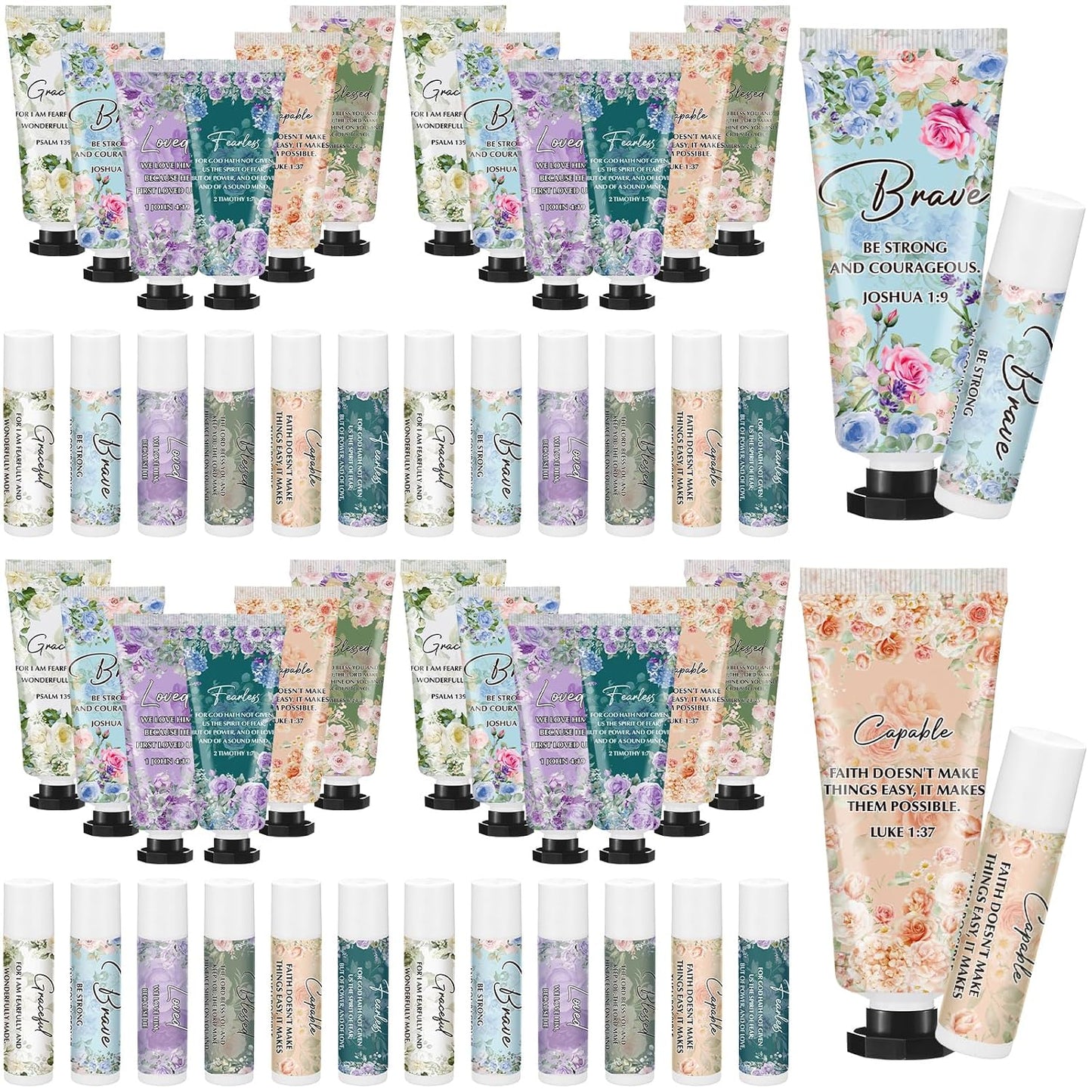 Christian Hand Cream & Lip Balm Gift Set - 6 Travel Size Sets | Perfect for Graduation & Mother's Day