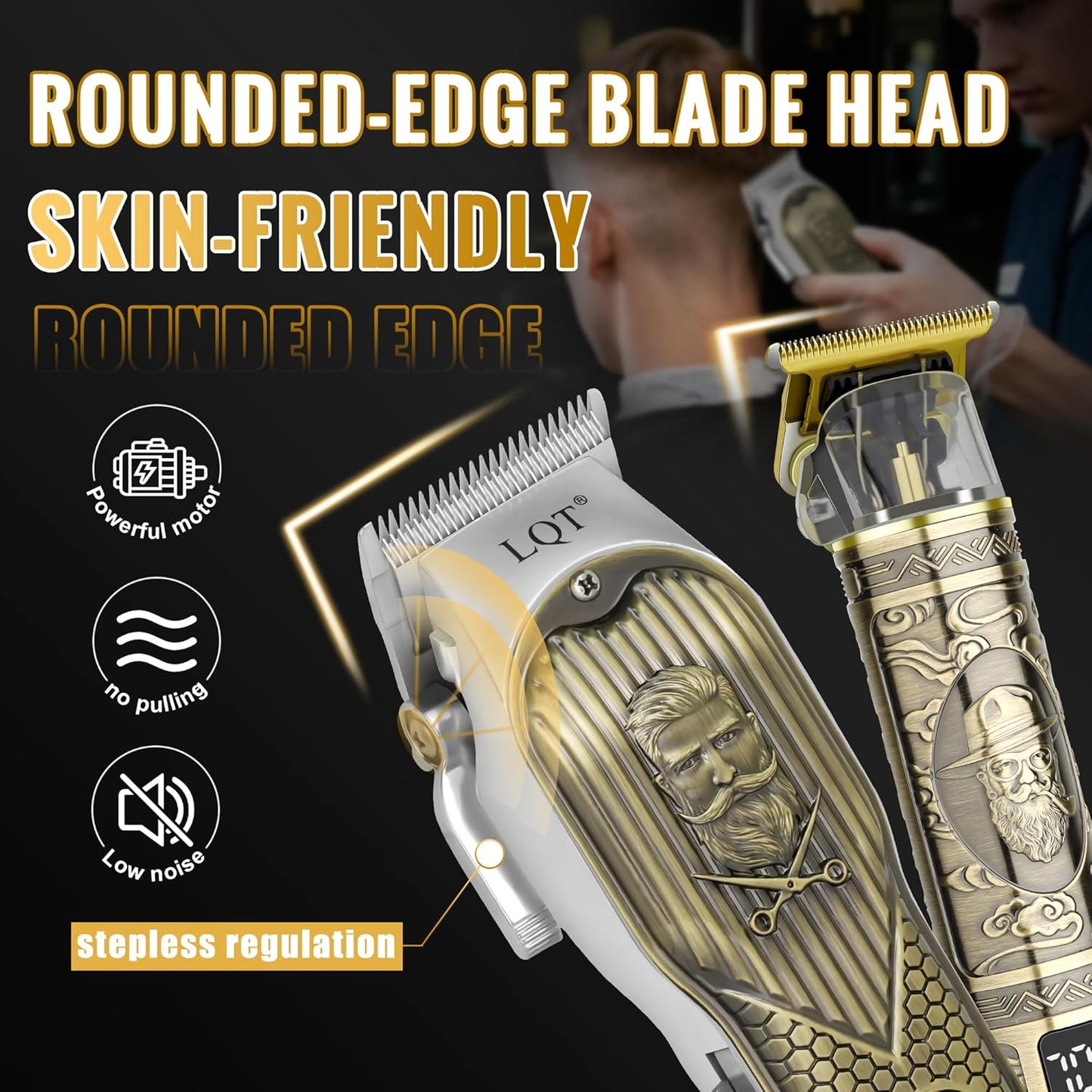 Cordless Hair Clippers & Precision Beard Trimmer Set - USB Rechargeable Grooming Kit with LED Display | Bronze Color