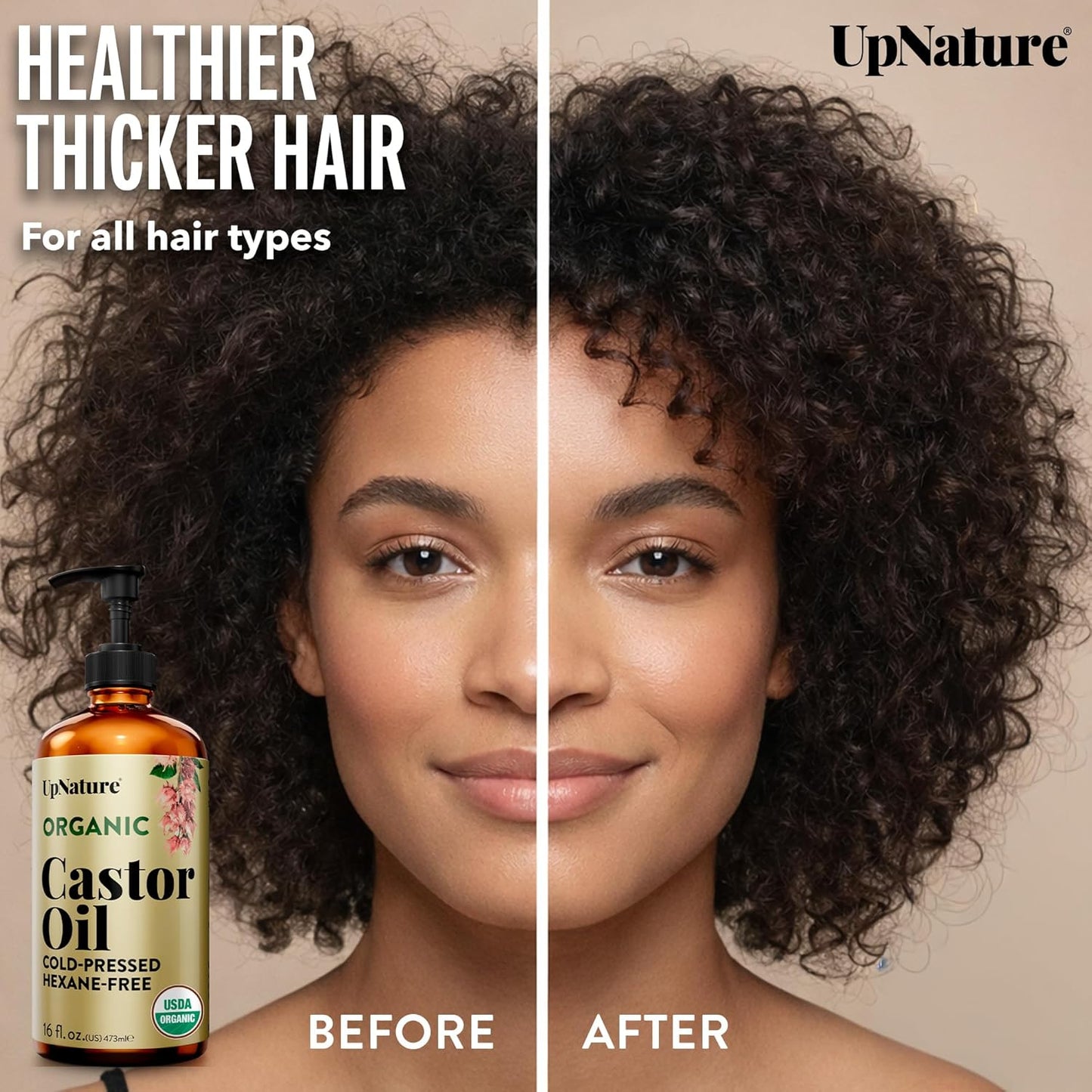 Organic Castor Oil - 100% Pure Cold Pressed 16oz Glass Bottle | USDA Certified, Hexane Free for Face, Hair & Skin