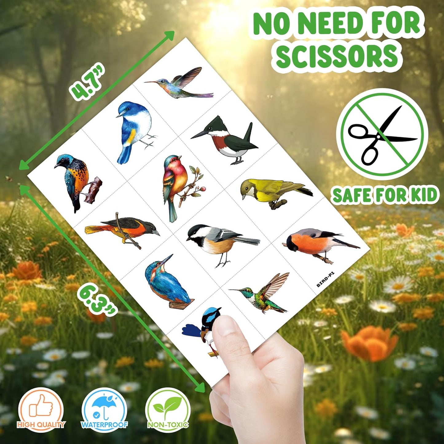 Small Rainforest Bird Temporary Tattoos - 96 PCS Birthday Party Favors | Hummingbird Decor for Kids