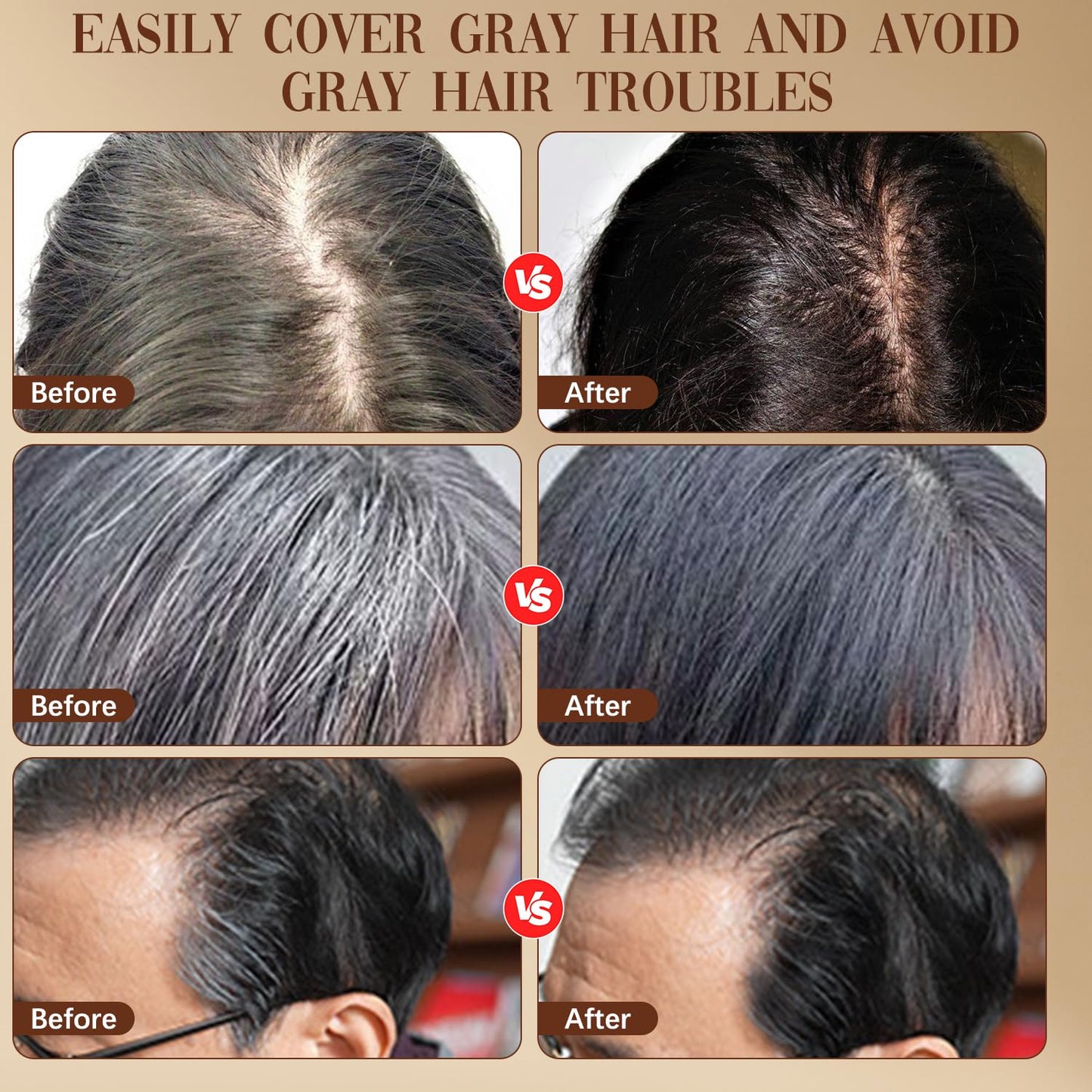 Hair Color Stick & Comb - Waterproof Gray Root Touch Up for Men & Women | Instant Convenient Hair Dye (Black)