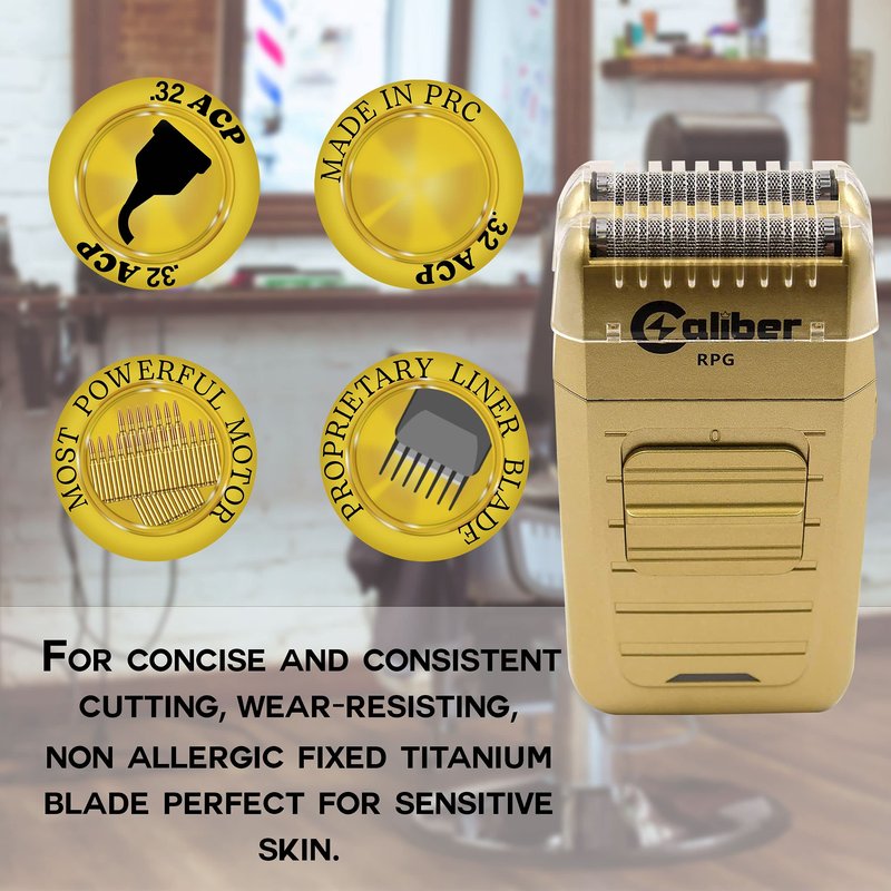 Caliber Pro - RPG Shaver - With Non Slip Clipper Grips - Corded/Cordless Close Cutting Foil Shave - Rechargeable Lithium Ion Battery - With Pop Up Hair & Beard Trimmer - Electric Razor for Men