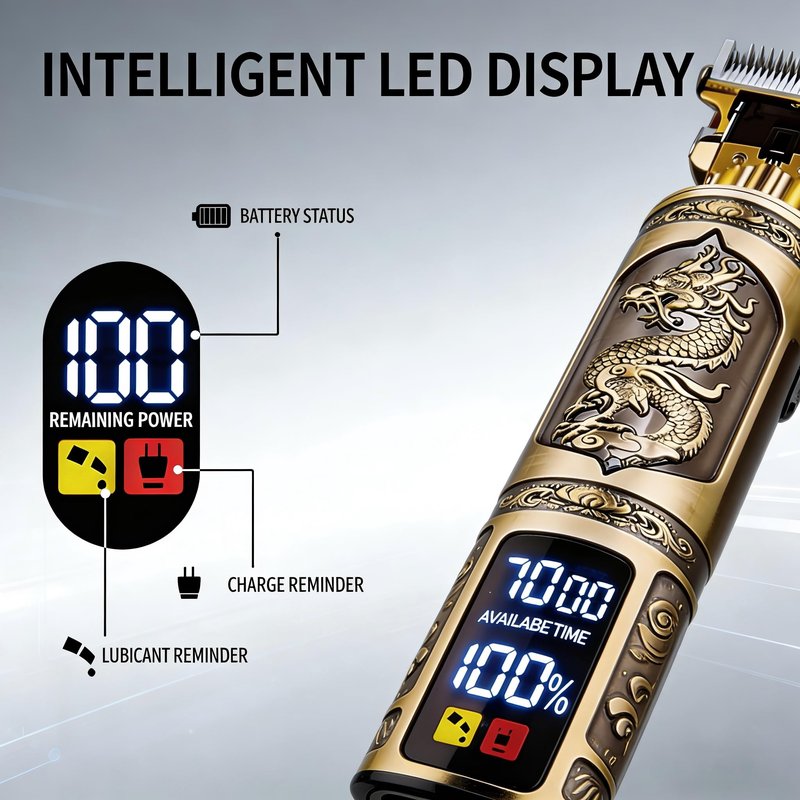Hair Clippers for Men Professional, Beard Trimmer Kits & Sets, Cordless Mens Hair Trimmer, Electric Shavers, Haircutting Machine with LED Display (Bronze-2in1)