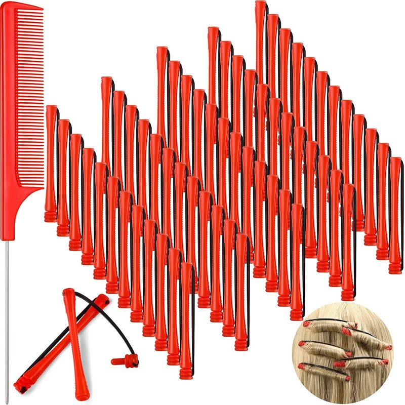 WILLBOND 60 Pcs Perm Rods - Cold Wave Curlers for Short & Long Hair | 0.2 Inch Red Plastic Rollers