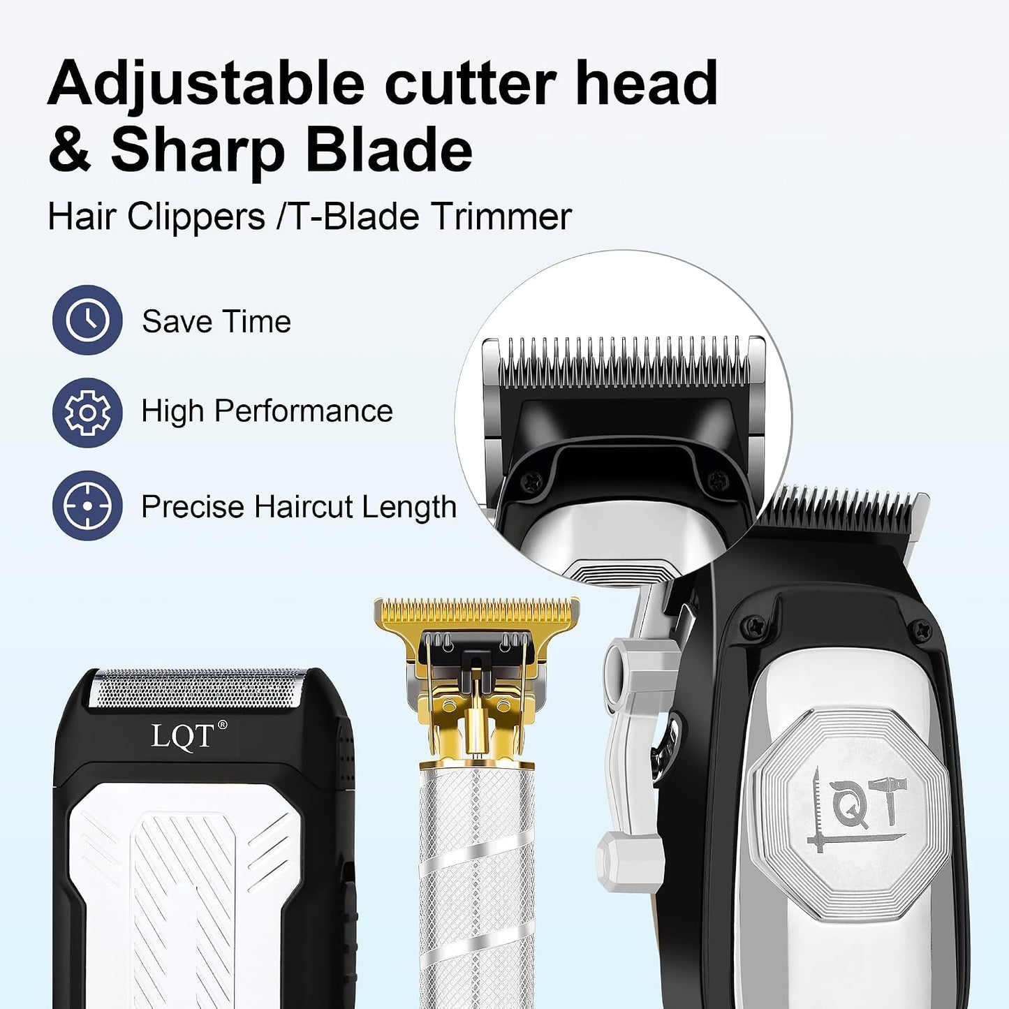 Cordless Hair Clippers & Beard Trimmer Set - LED Display, Long Battery Life | Stainless Steel Blades, Silver
