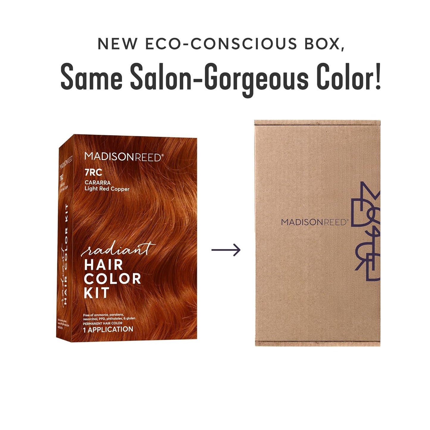 Madison Reed Radiant Hair Color Kit - 7RC Light Ginger Red | PPD-Free, Ammonia-Free Permanent Dye, 1 Pack