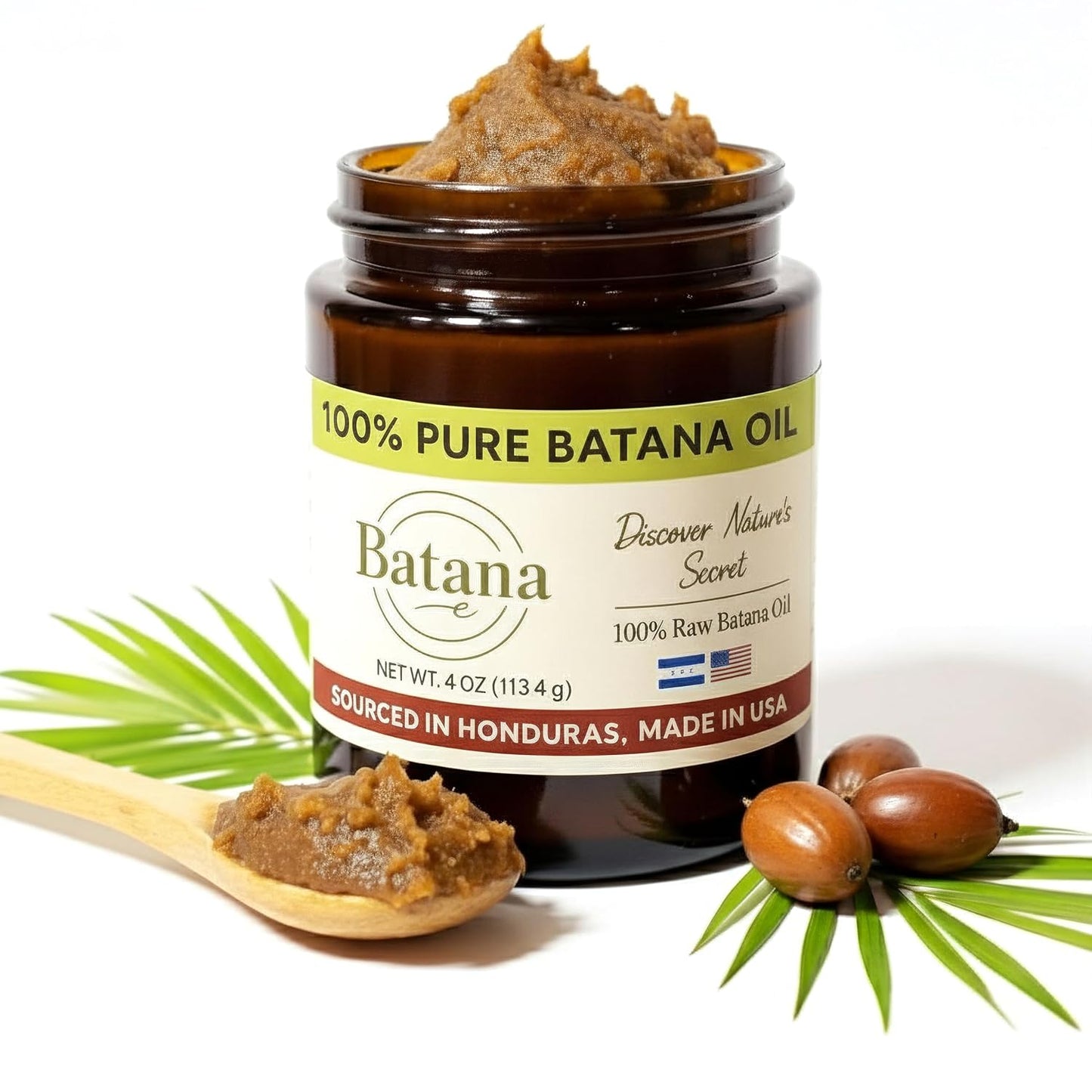 Unrefined Batana Oil for Hair Growth - 100% Raw Pure Treatment for Thicker Hair | 4oz from Honduras
