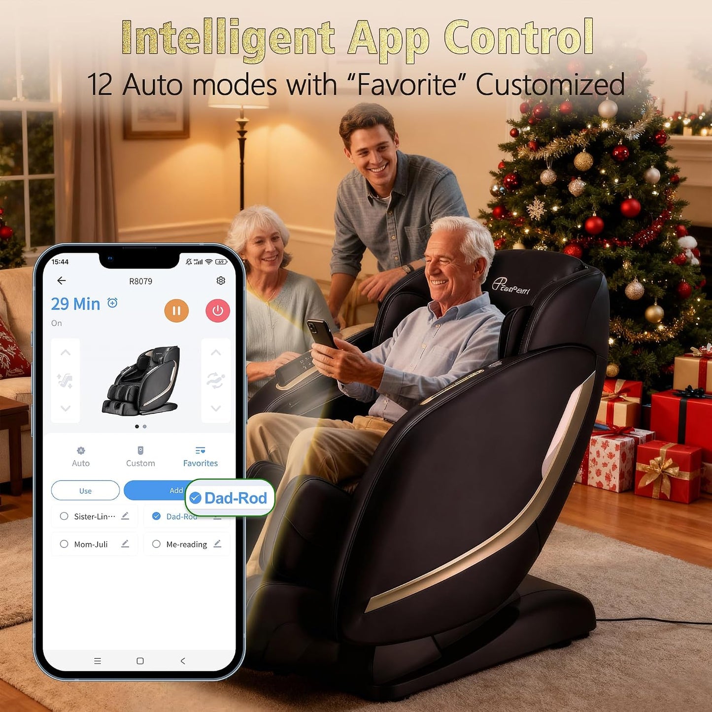 EASPEARL Full Body Massage Chair - SL-Track, 165° Zero Gravity, Heat & APP Control | Black