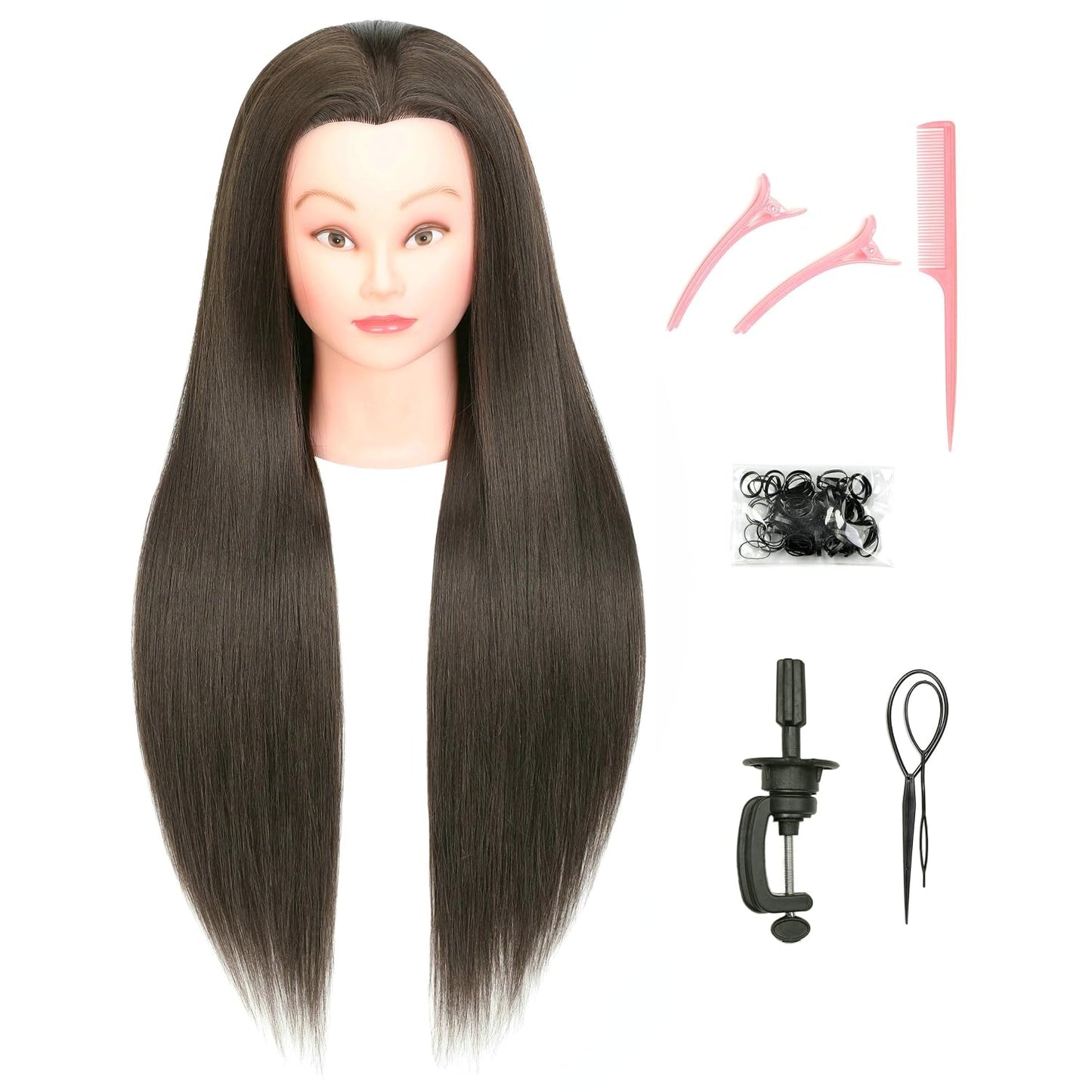 African American Mannequin Head - 100% Real Human Hair Manikin for Braiding & Cosmetology Training | Includes Stand