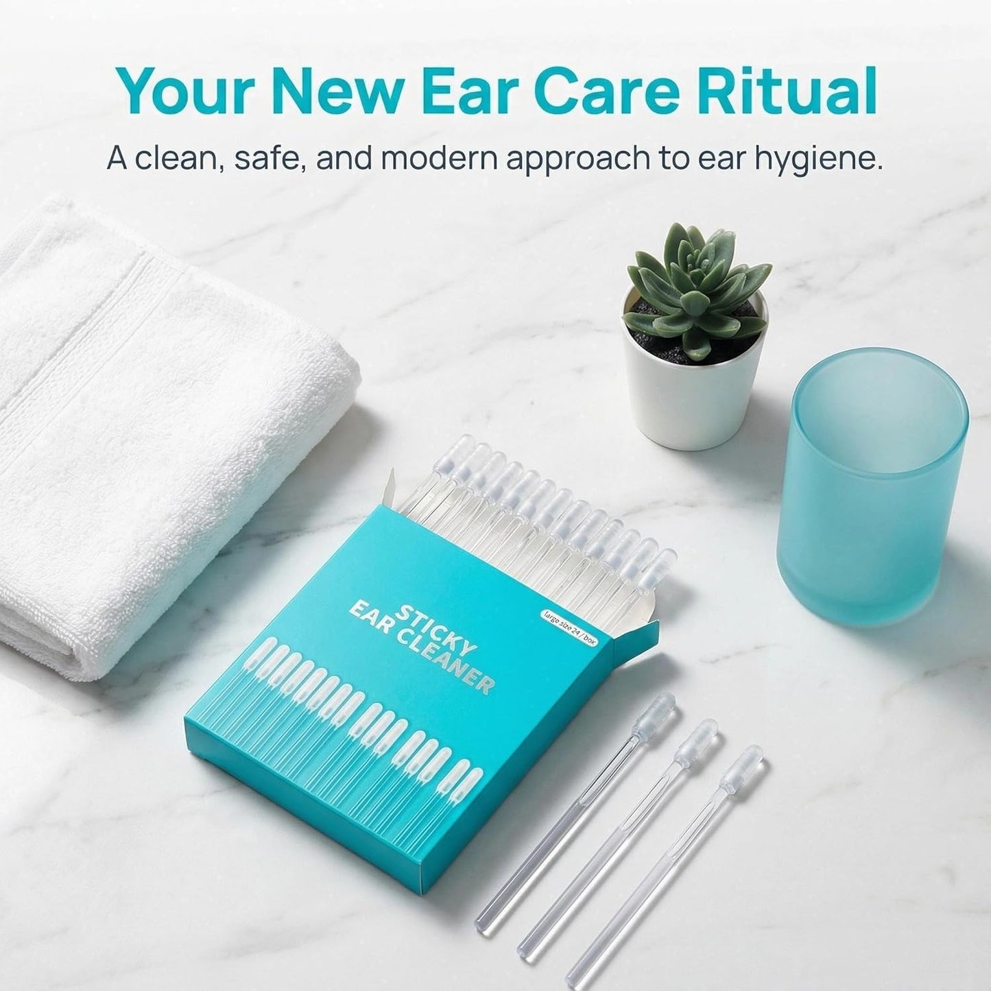 Gentle Reusable Sticky Ear Cleaning Picks - Soft Spiral Head | Safe for All Ages (4mm, 24 Pcs)