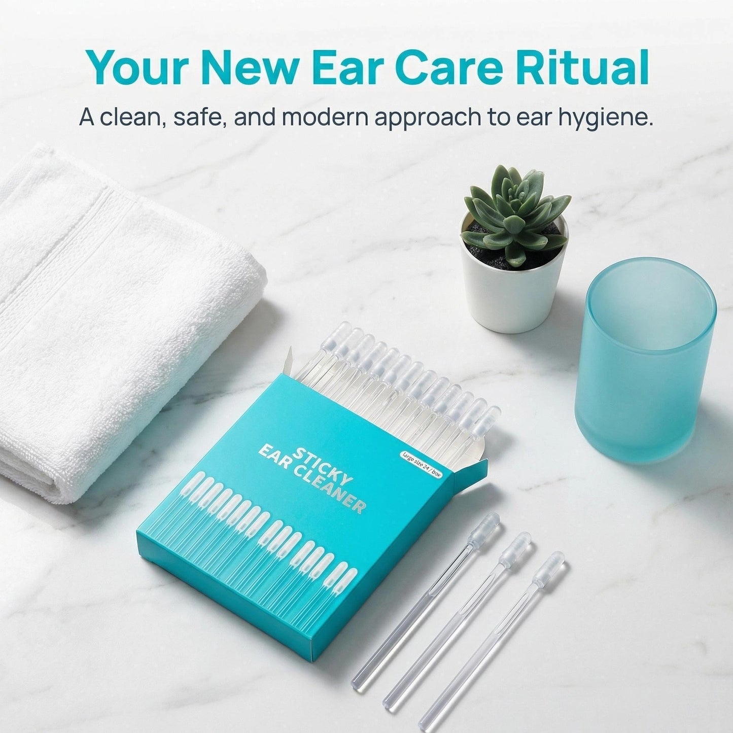 Sticky Cleaning Ear Stick, Gentle Reusable Soft Spiral Head Adhesive Ear Pick for Safe Ear Cleaning, with Gentle Removal Stick for All Ages (4mm-24 pcs)