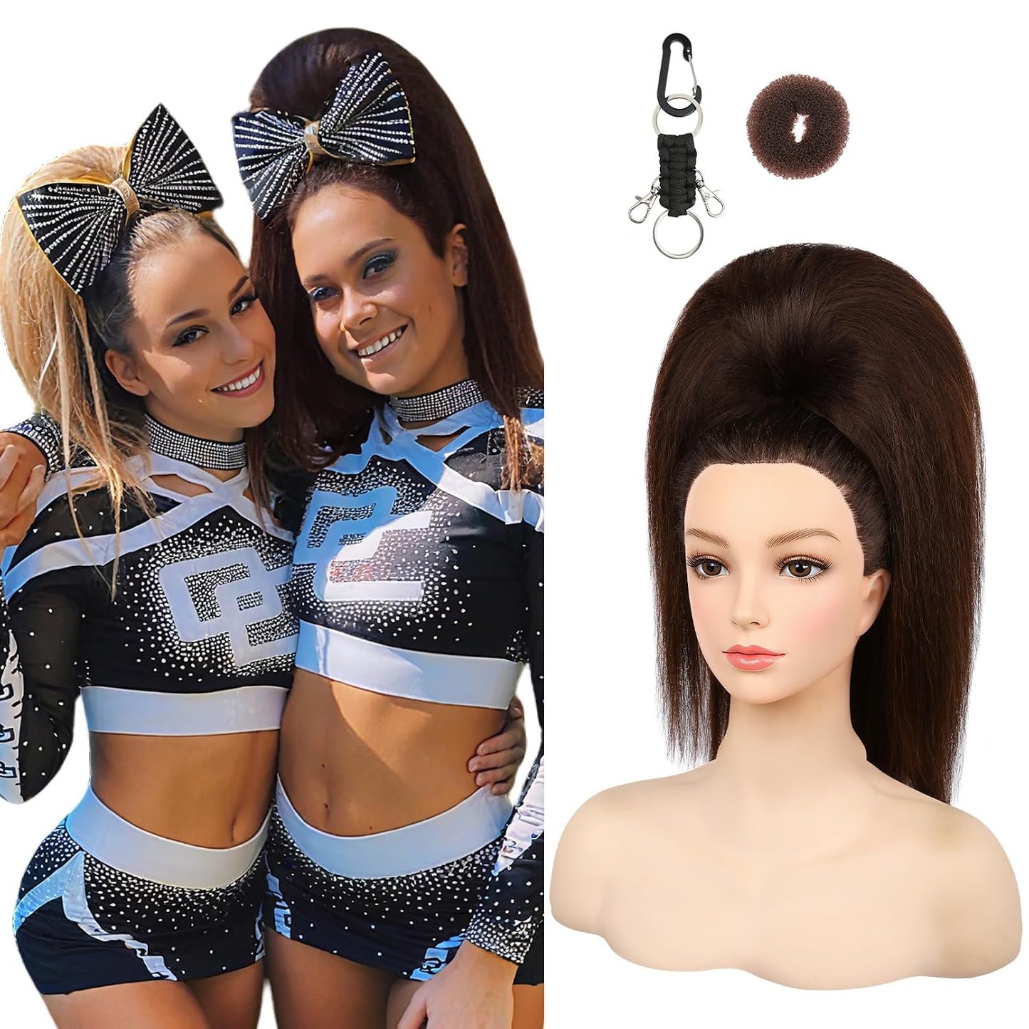 Cheer Ponytail Hair Piece - 100% Super Protein Fiber, Silky Smooth | 18" Fluffy Extension in Mocha Melt