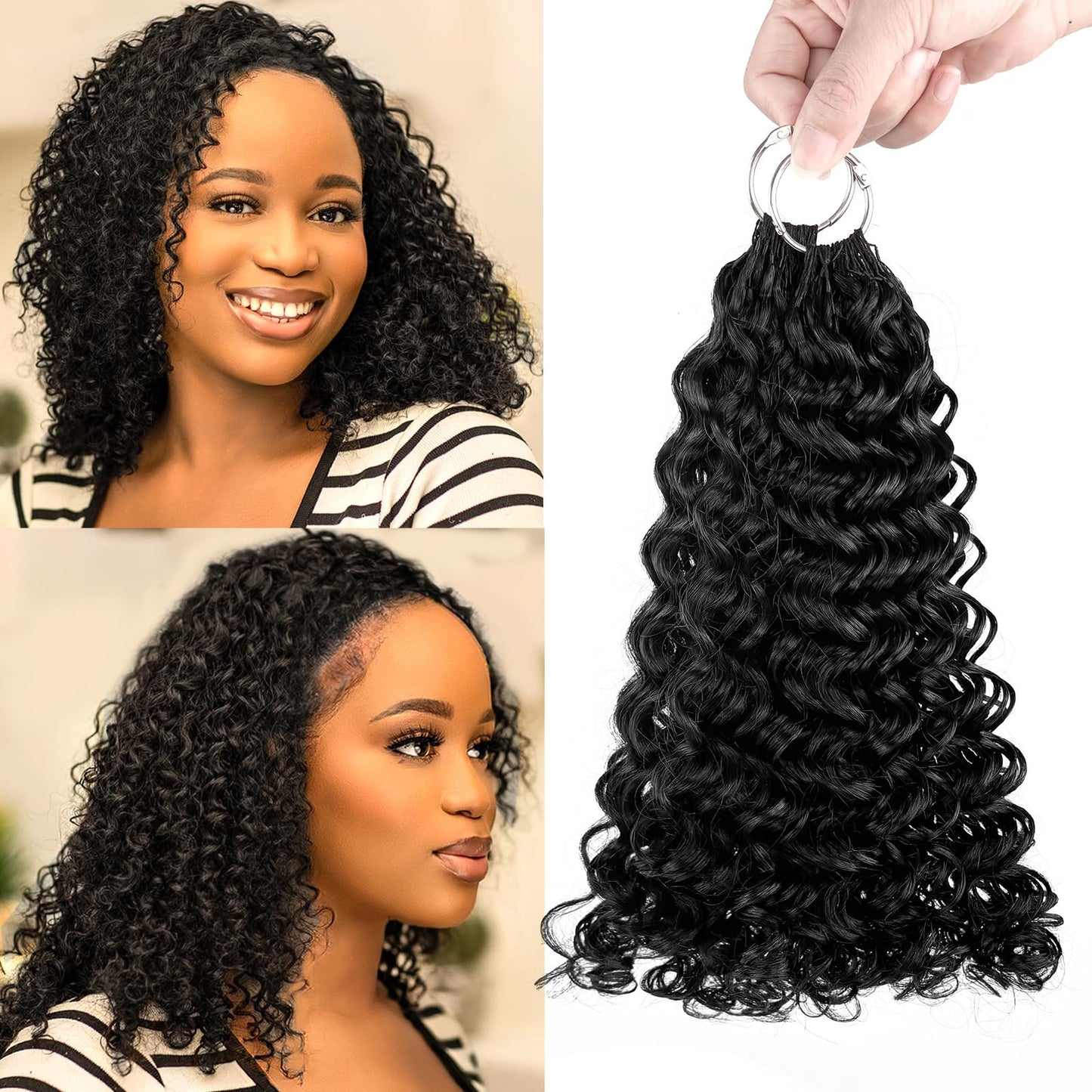 Human Crochet Hair for Black Women Knotless Human hair Crochet Bundles 120g Feather Crochet Human Hair Gogo Curly Invisiable Hair Extensions for Women Girl 2 Bundle 100 Strands 14 Inch Natural Black