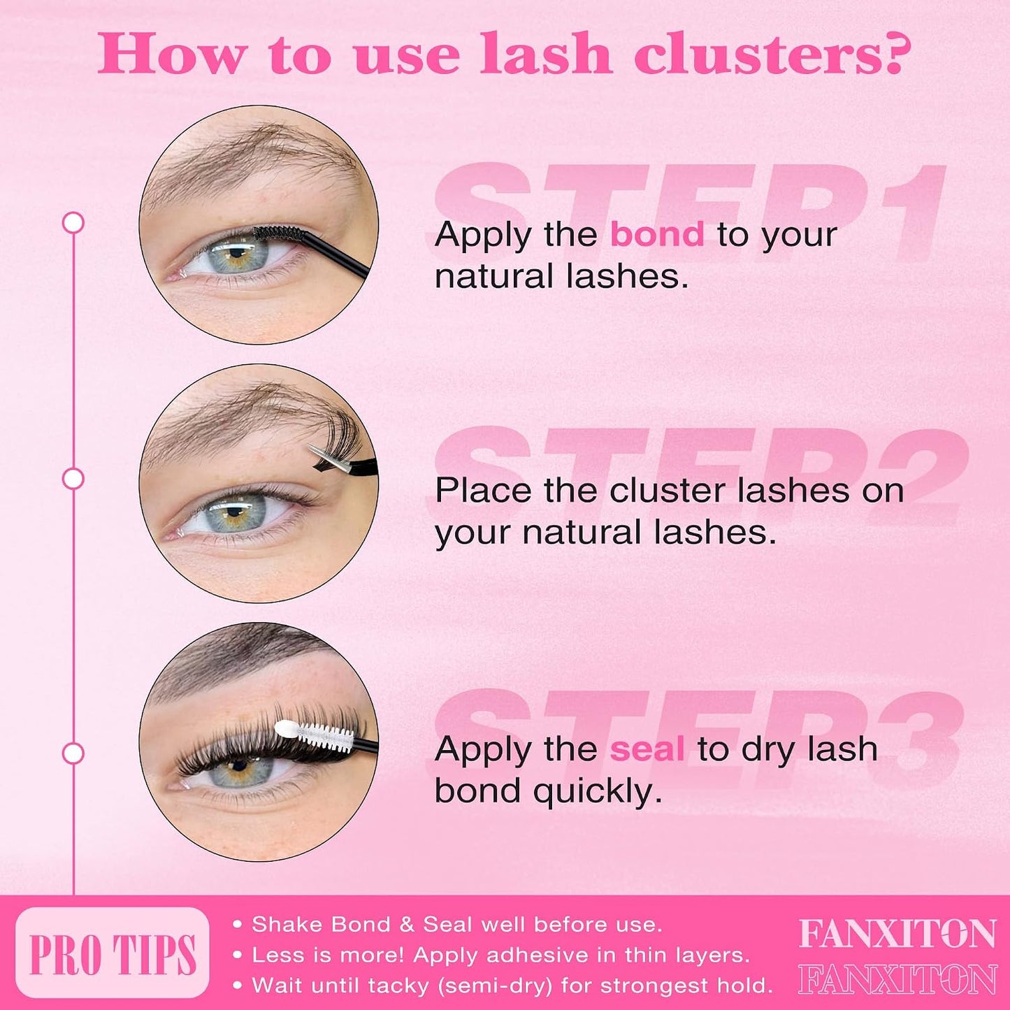 DIY Eyelash Extension Kit - Thick Volume 40D & 50D Cluster Lashes | 280 Pieces with Bond & Tweezers