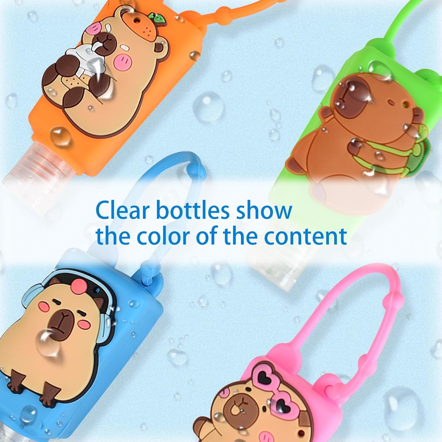 Refillable Travel Bottles - 4 Pack Silicone Clip-Flip Containers | Leak-Proof Hand Sanitizer & Liquid Soap Holders