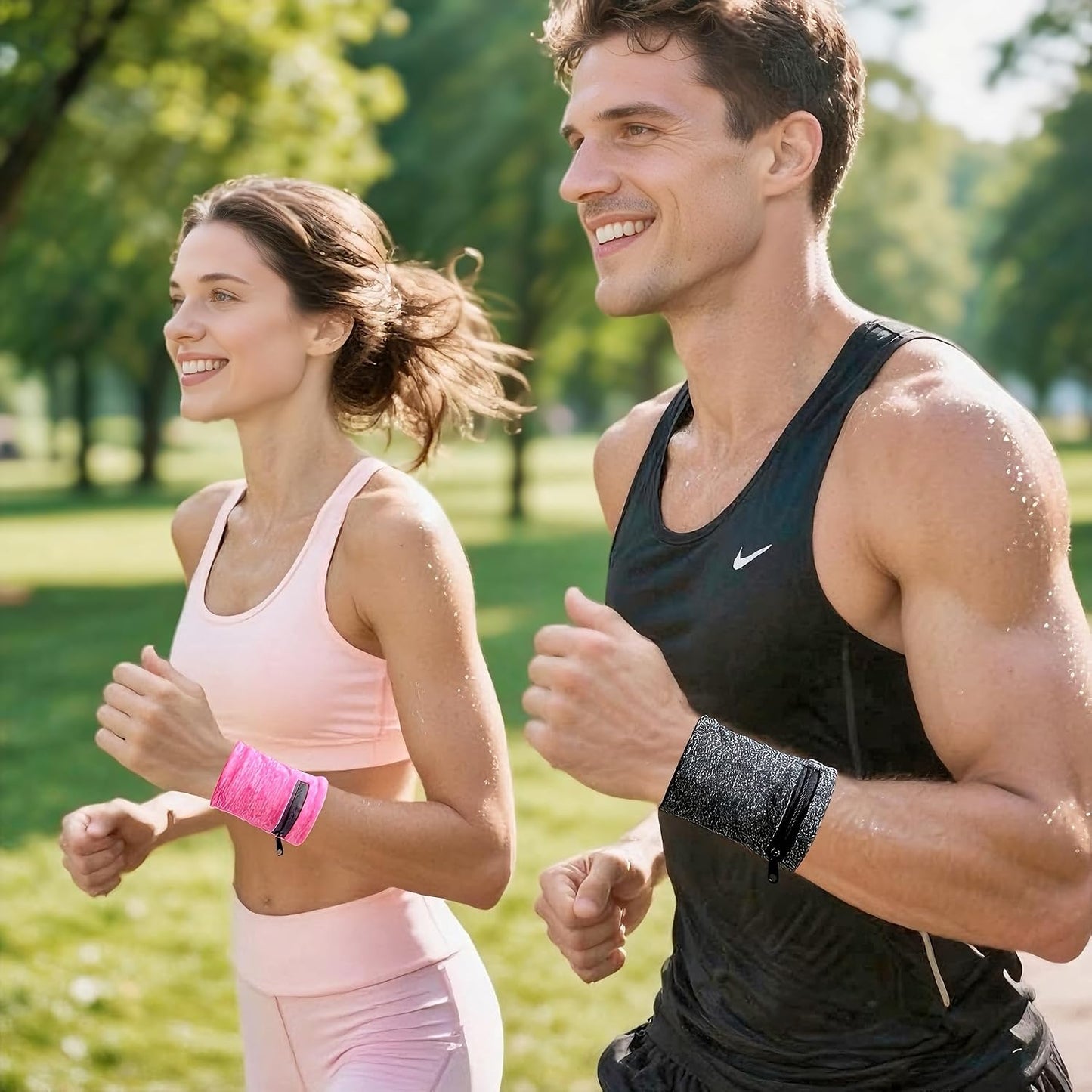 Unisex Wrist Wallet Bag - Durable Polyester Zipper Pouch with Adjustable Strap | Grey, Perfect for Gym, Running & Travel