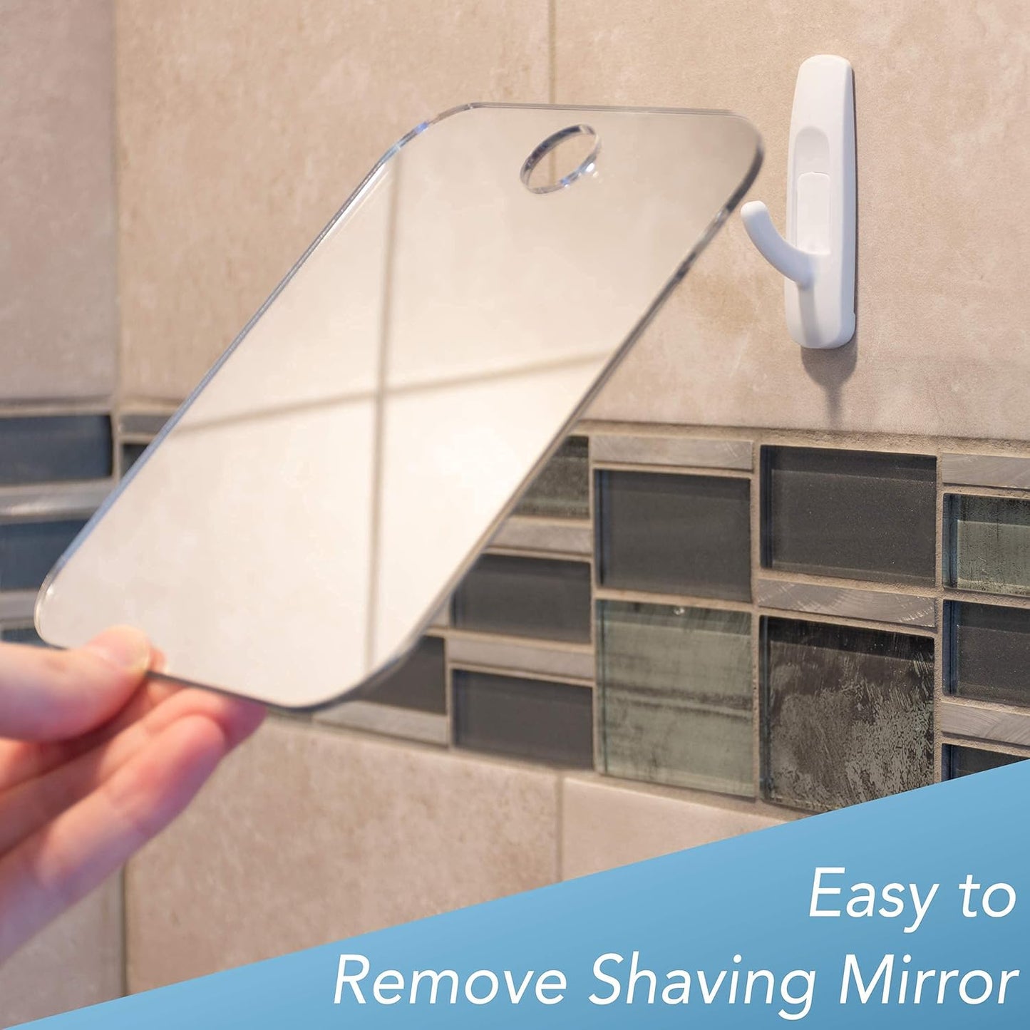 Deluxe Anti-Fog Shaving Mirror - Fogless Bathroom Shower Mirror with Handheld Option | Includes Removable Adhesive Hook