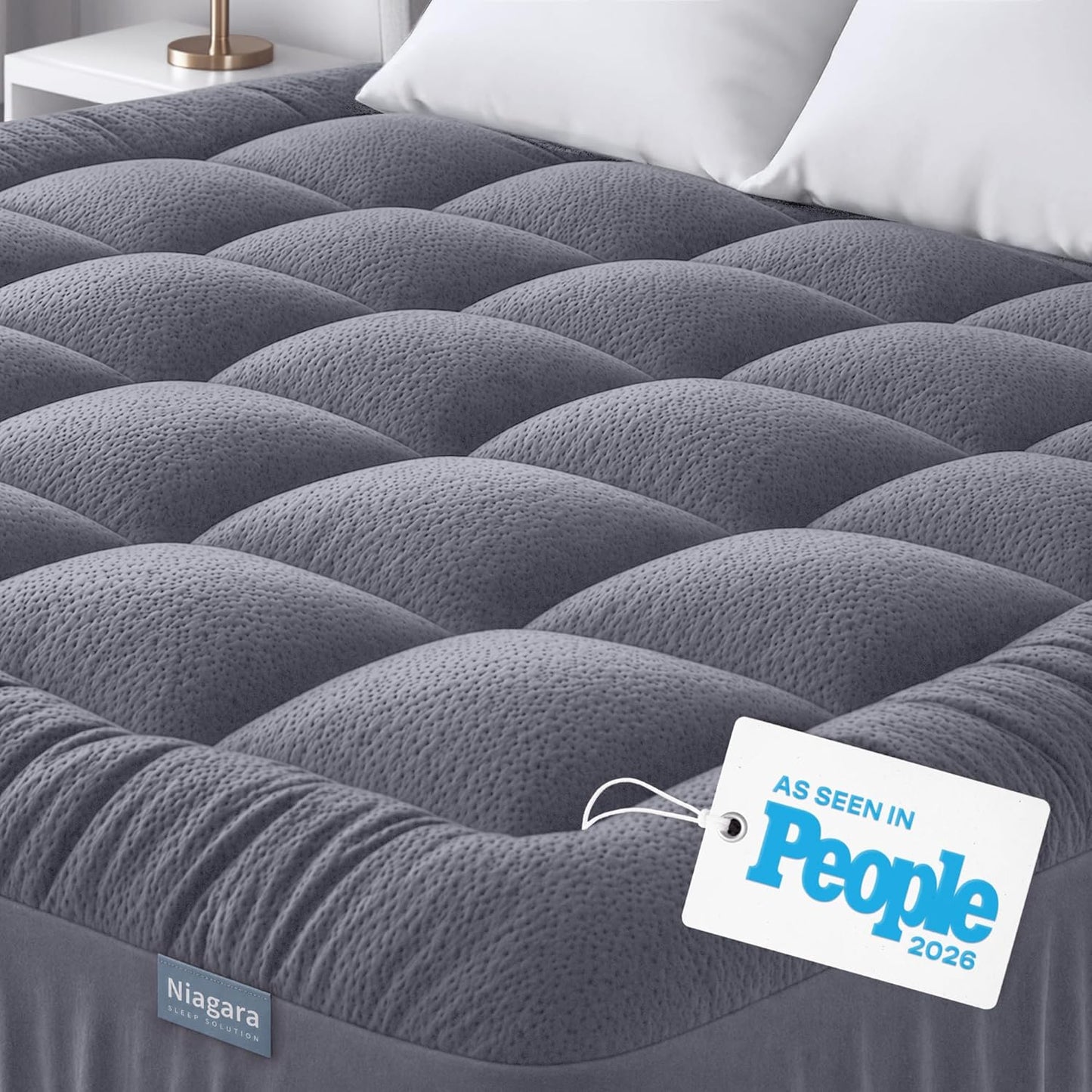 Ultra Soft King Size Mattress Topper - Rayon Bamboo Pillow Top for Back Pain Relief | Naturally Cooling, Green