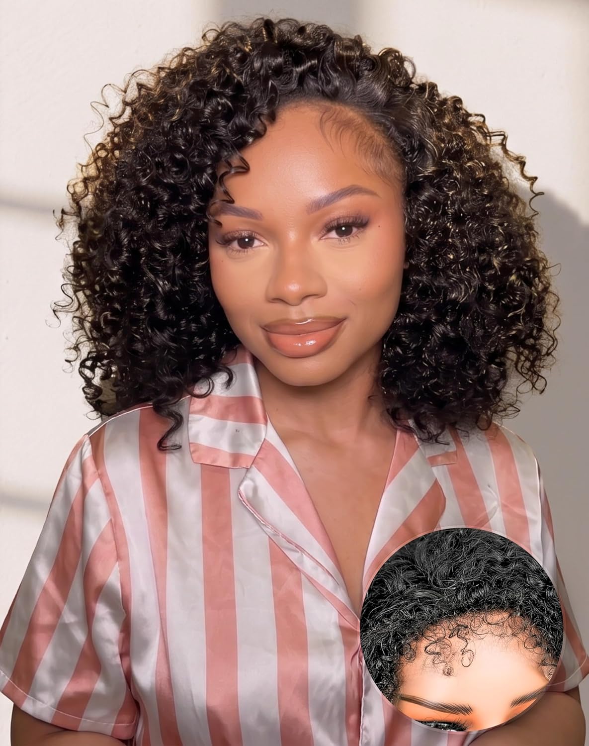 Kinky Curly Half Wig - 100% Remy Human Hair | Glueless 3-in-1 Flip Over Design, 16" Natural Color