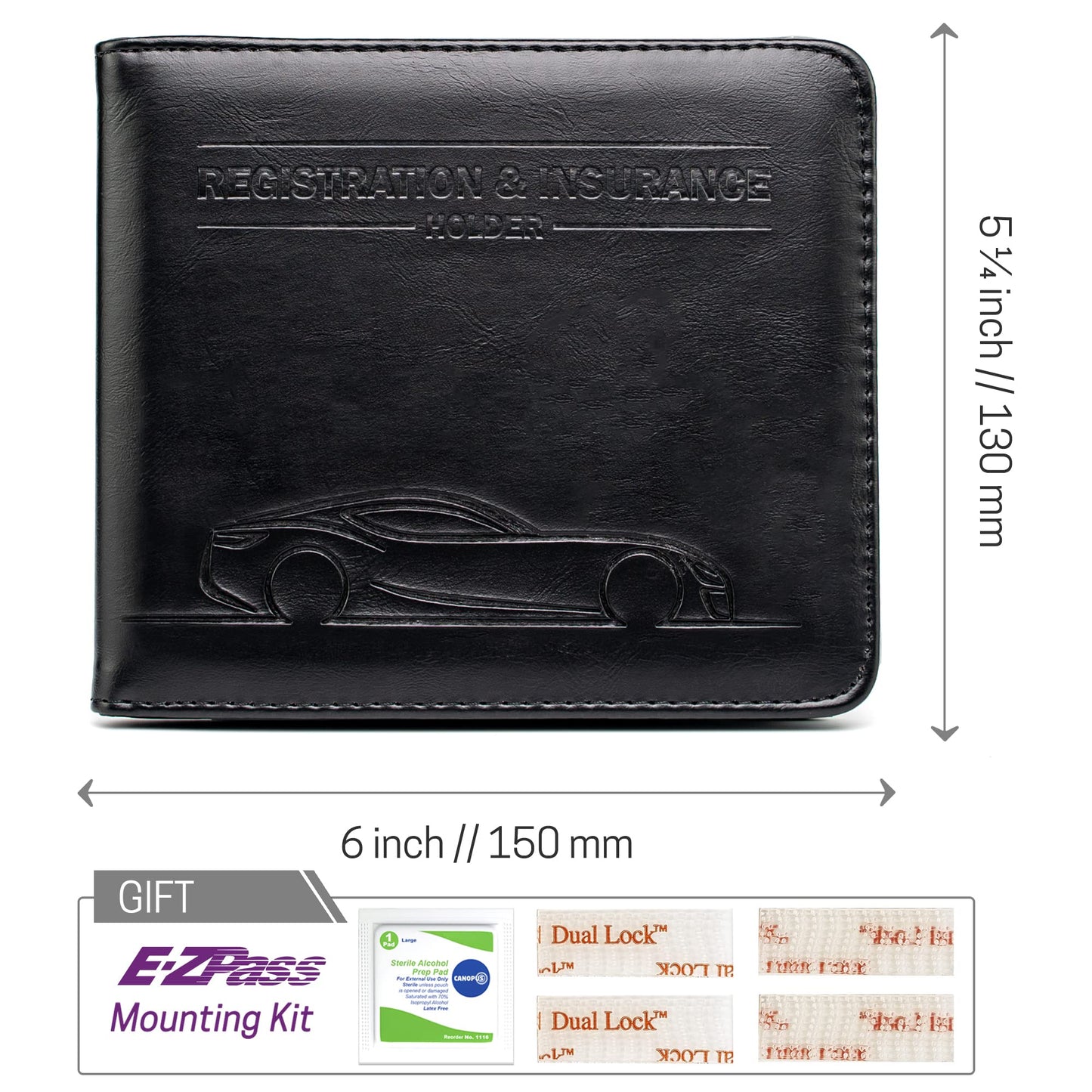 CANOPUS Car Registration and Insurance Holder, Magnetic Closure, Embossed Card Document Holder, Vehicle Glove Box Organizer, Wallet for Auto, SUV, Motorcycle, Truck, Waterproof, Car Model