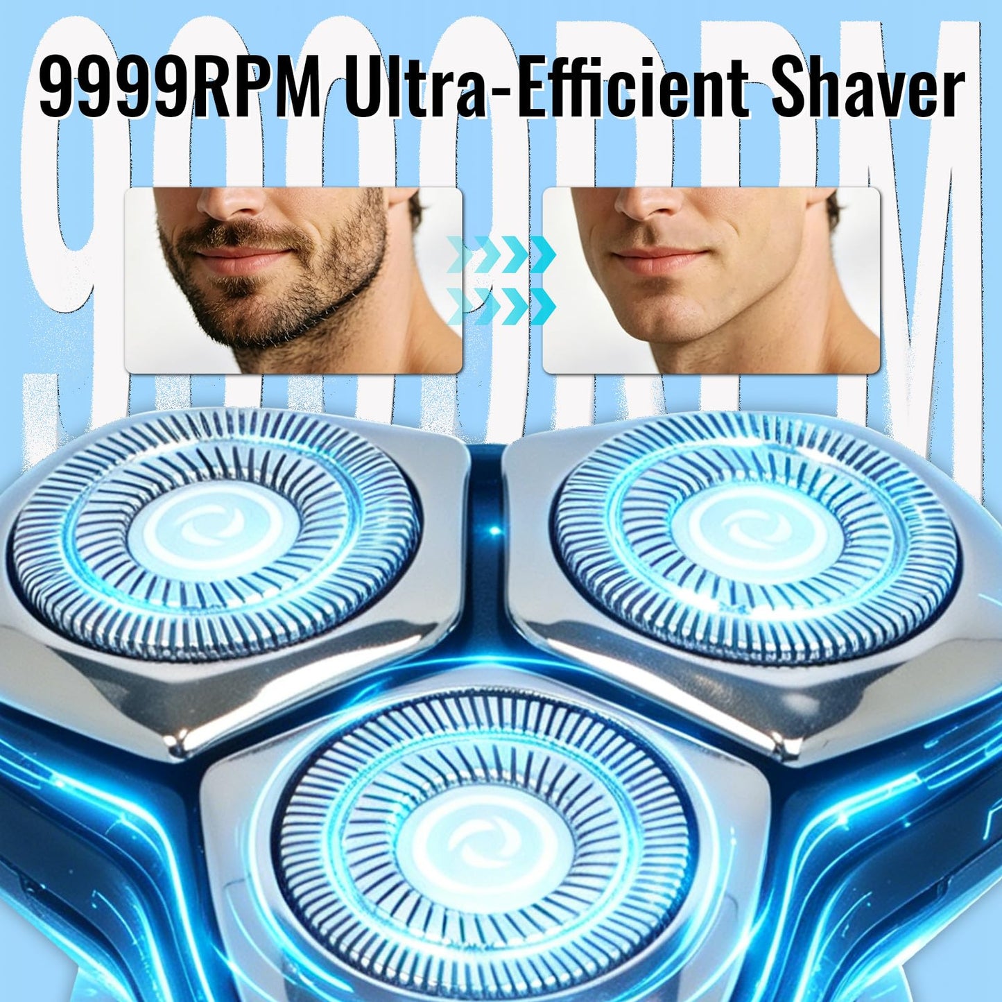 4-in-1 Electric Razor for Men, 9999 RPM High-Speed Electric Shaver, 5D Floating Head Shavers for Men, 90Min Long-Lasting, IPX7 Waterproof, LED Display, Beard Trimmer for Sensitive Skin Care