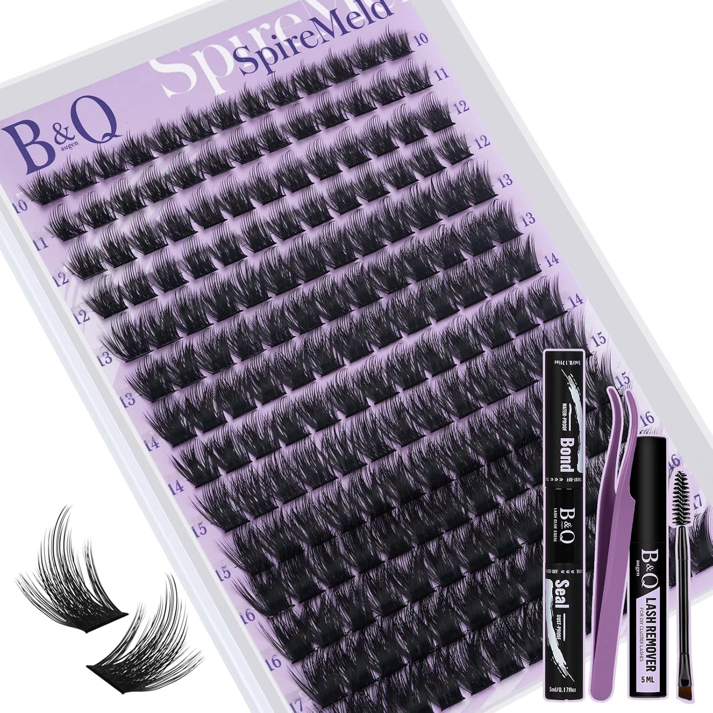 Fluffy Lash Clusters Kit - 0.03mm Ultra-Fine Manga Eyelash Extensions | Mixed Length 10-18mm for Voluminous Look