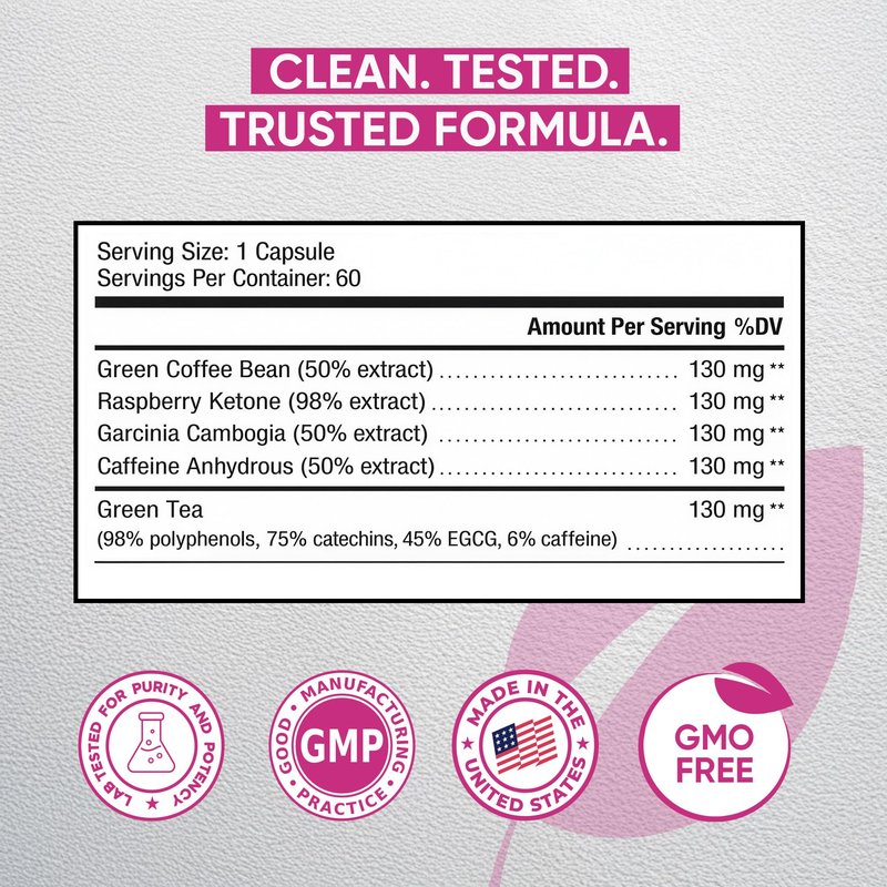 Thermogenic Fat Burner Weight Loss Diet Pills for Women - GLP-1 Support with Raspberry Ketones, Green Tea Extract, Green Coffee & Garcinia - Appetite Suppressant & Metabolism Booster 1 month 60 caps