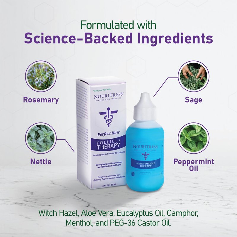 NouriTress Hair Follicle Therapy Serum - Advanced Scalp Treatment with Rosemary & Castor Oil, Clinically Proven to Strengthen, Soothe Scalp & Reduce Thinning for Fuller-Looking Hair - 2 Fl Oz