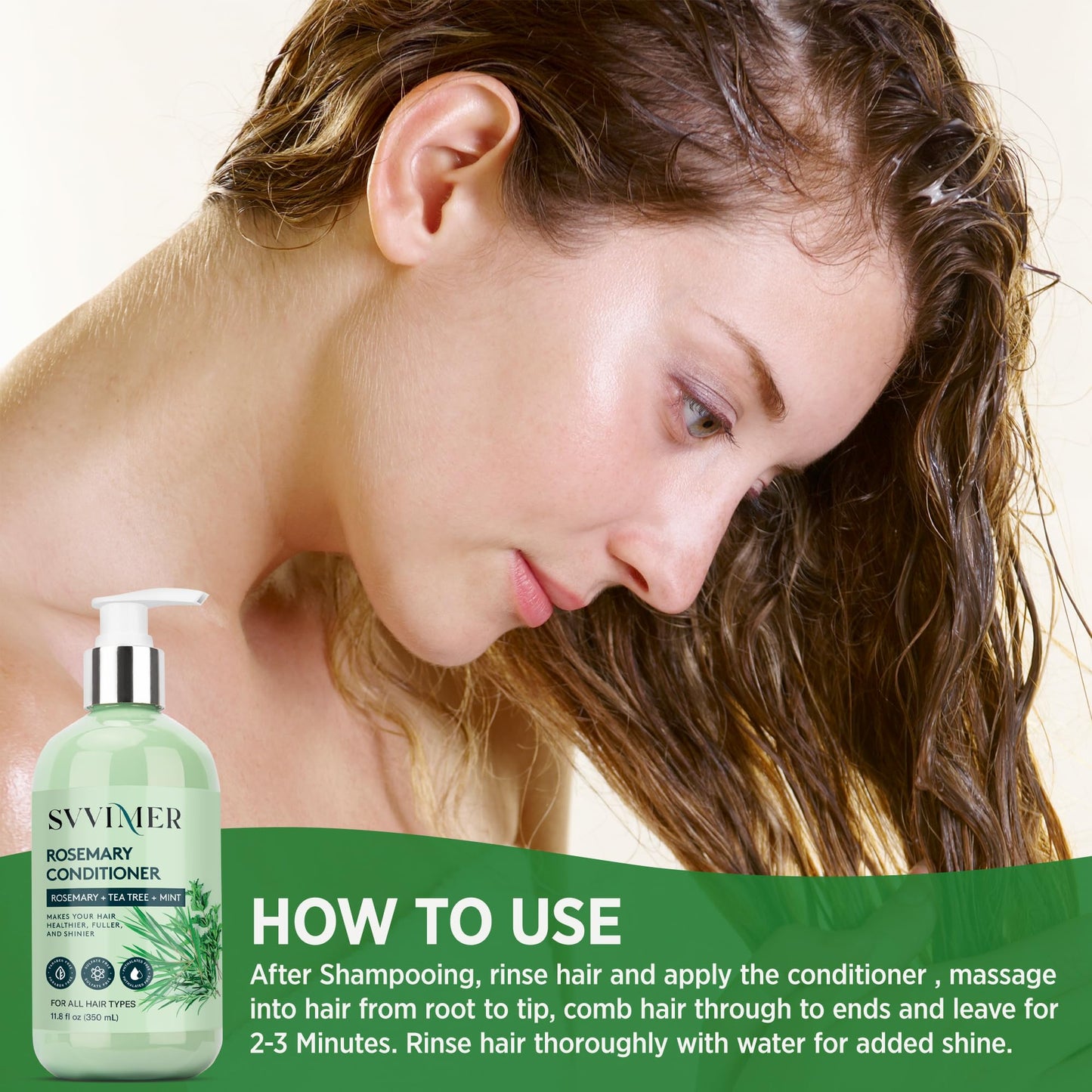 Svvimer Rosemary Hair Thickening Conditioner: Thickening Moisturizing Product with Biotin for Women Men - for Damaged Dry Thinning Hair 11.8 fl.oz