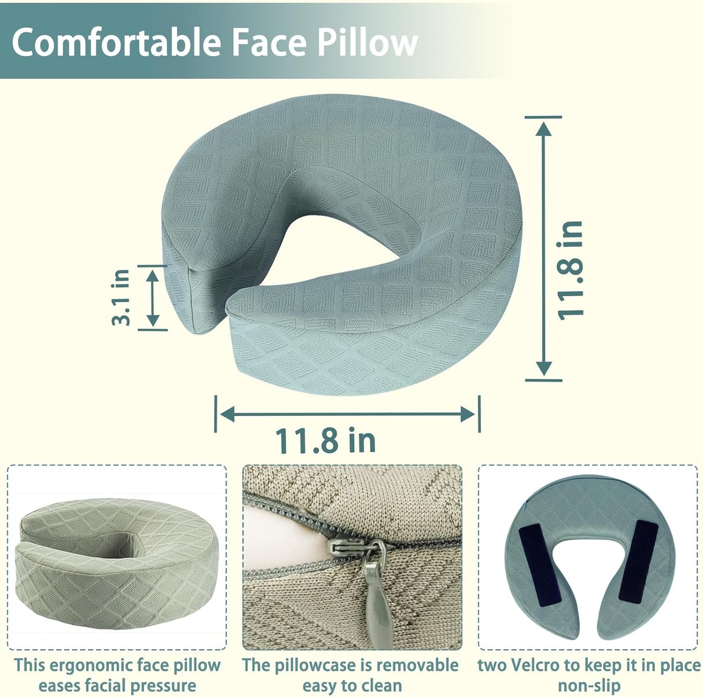 Adjustable Massage Headrest Pillow - Face Down Support for Eye Surgery | Portable Cradle (Black, 6-17 IN)