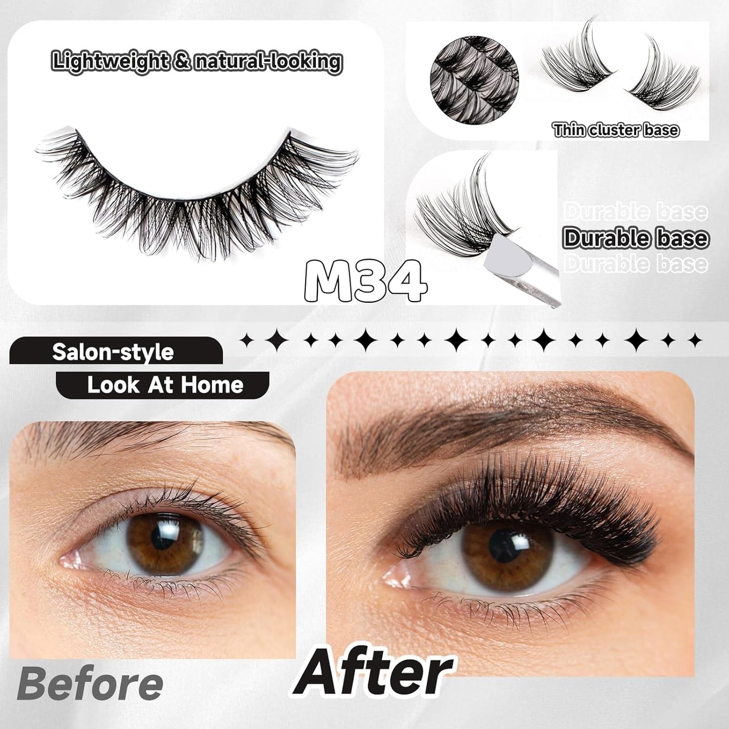 Lash Clusters - 154pcs Curly Eyelash Extension Kit | Natural Look 10-18mm with Bond & Seal