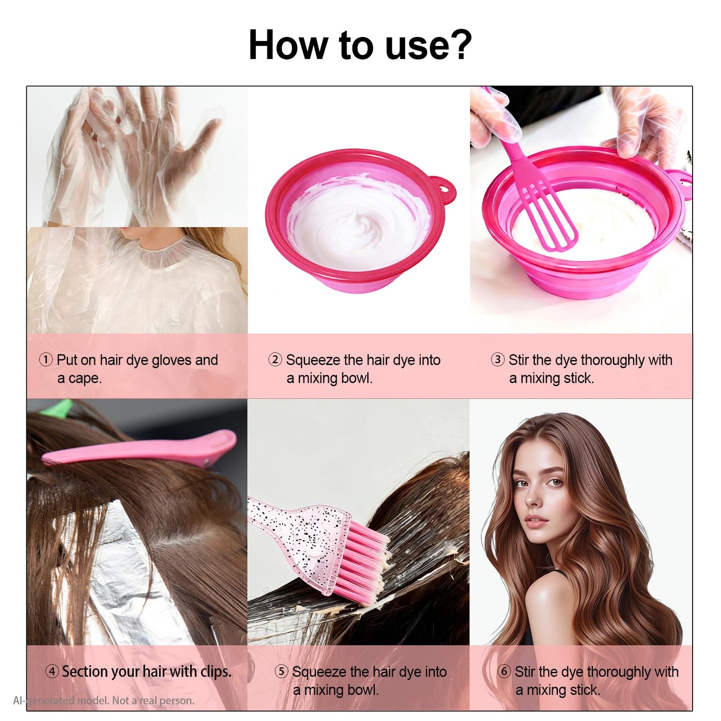 ZMOIVOK 21 Pcs Pink Hair Dye Kit Professional Salon Tools with Bowl