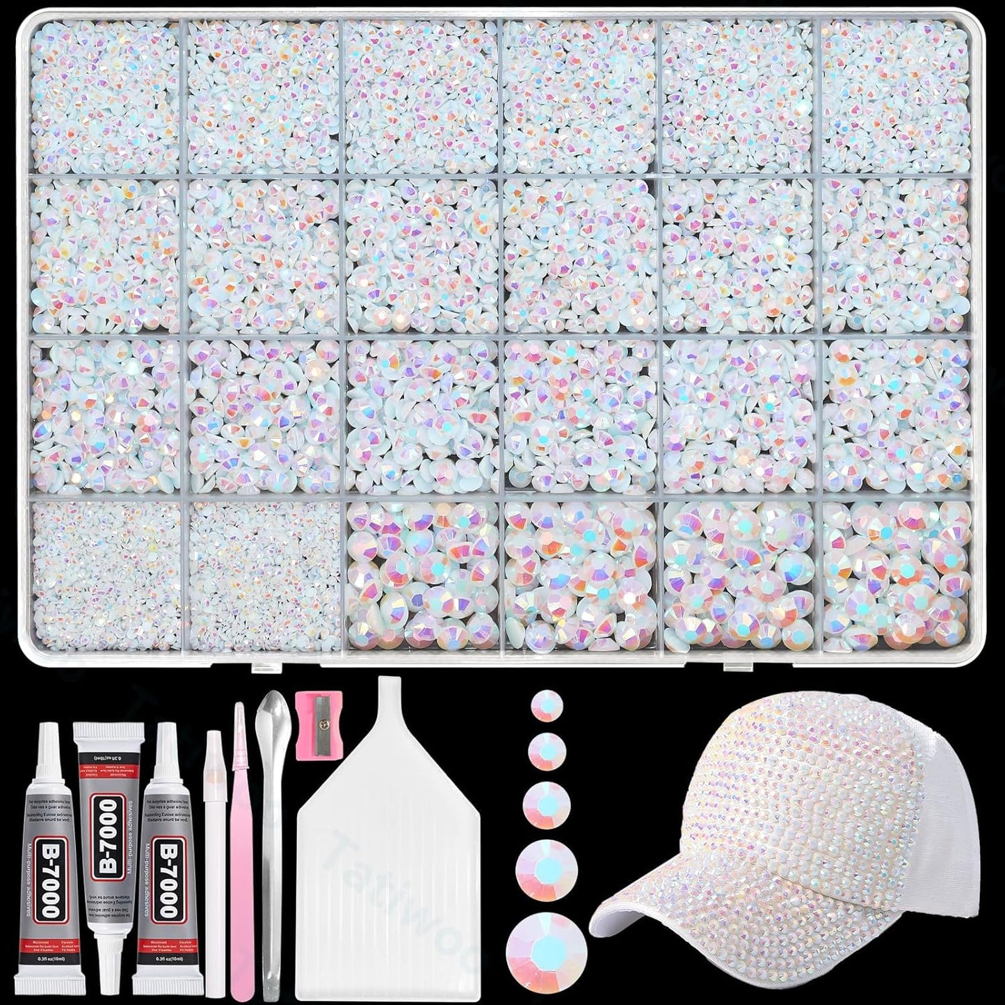 Light Pink Flatback Jelly Resin Rhinestones - 20000 Pcs Mix Sizes 2-6mm for Crafting & DIY Makeup Tumblers