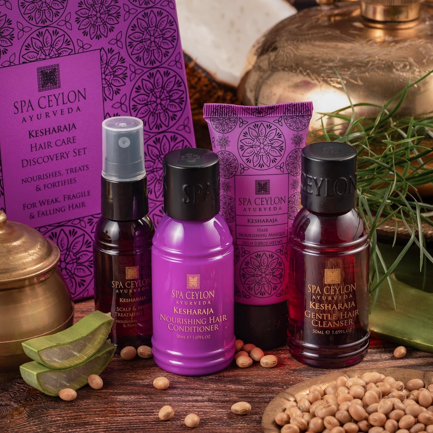 SPA CEYLON Kesharaja Hair Care Discovery Set | Weak, Fragile & Falling Hair Solution | Shampoo & Conditioner, Hair Mask, Hair Oil | Nourish, Strengthen & Promote Hair Growth