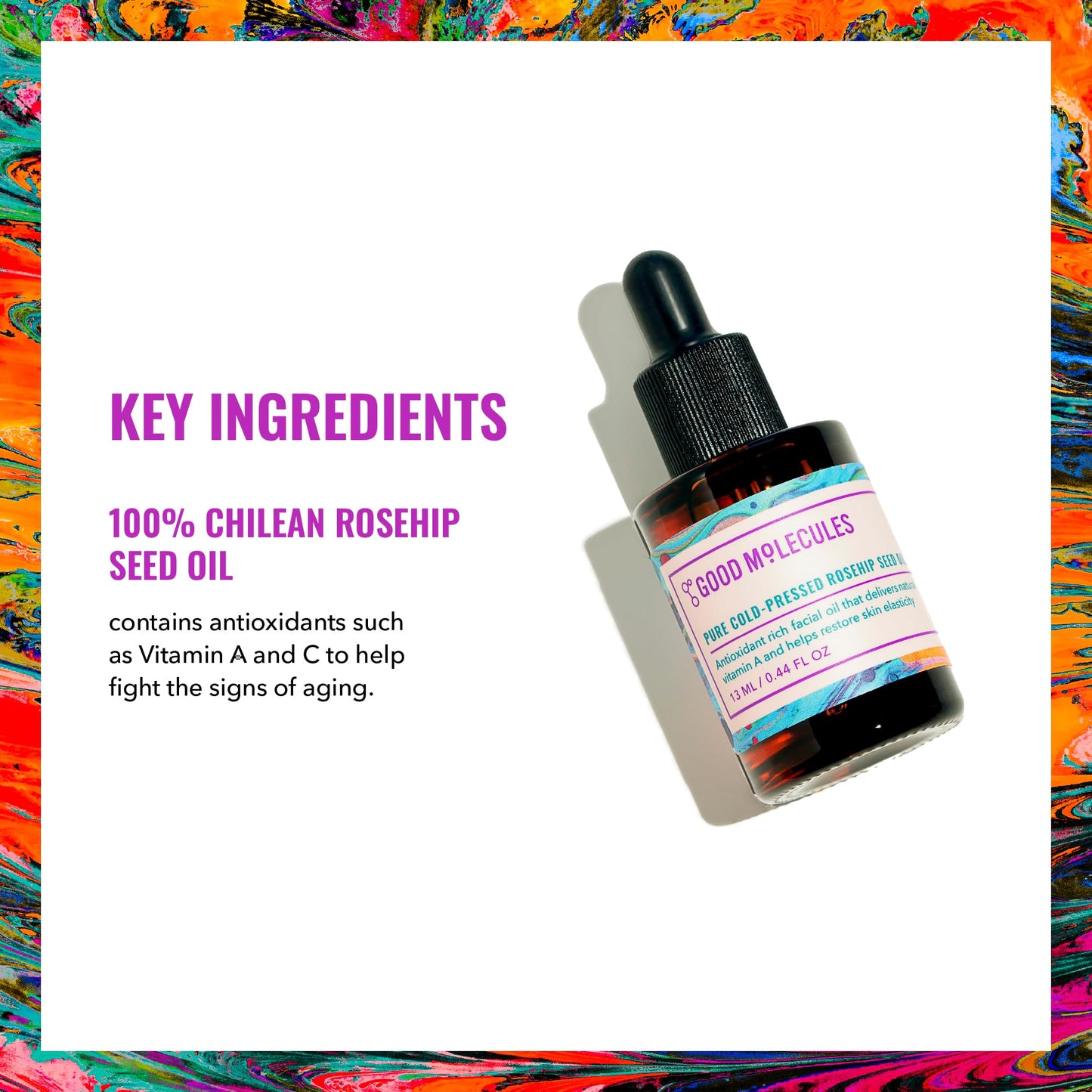 Good Molecules Pure Cold-Pressed Rosehip Seed Oil, Facial Oil, 13 ml