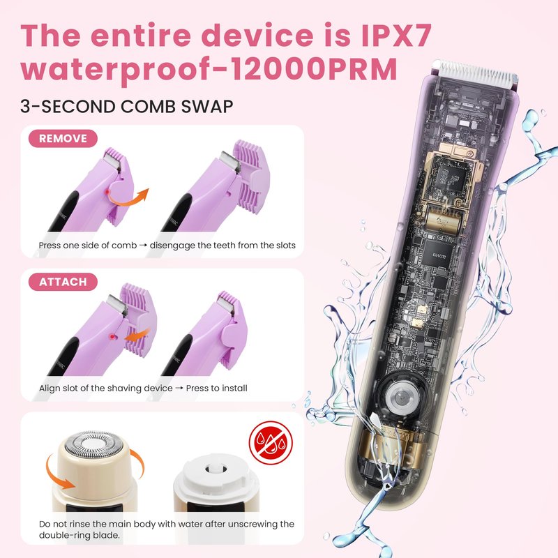 KTIVHMIC 2 in 1 Electric Shaver Bikini Trimmer for Women with Digital Display, Dual Head LED Arrow Indicator, IPX7 Waterproof Wet & Dry Use Electric Razor for Leg Arm Body Face Bikini