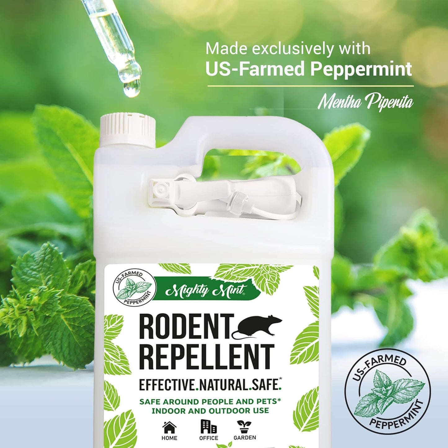 Peppermint Oil Rodent Repellent Spray - Natural Indoor & Outdoor Control for Mice and Rats | 1 Gallon (128 oz)