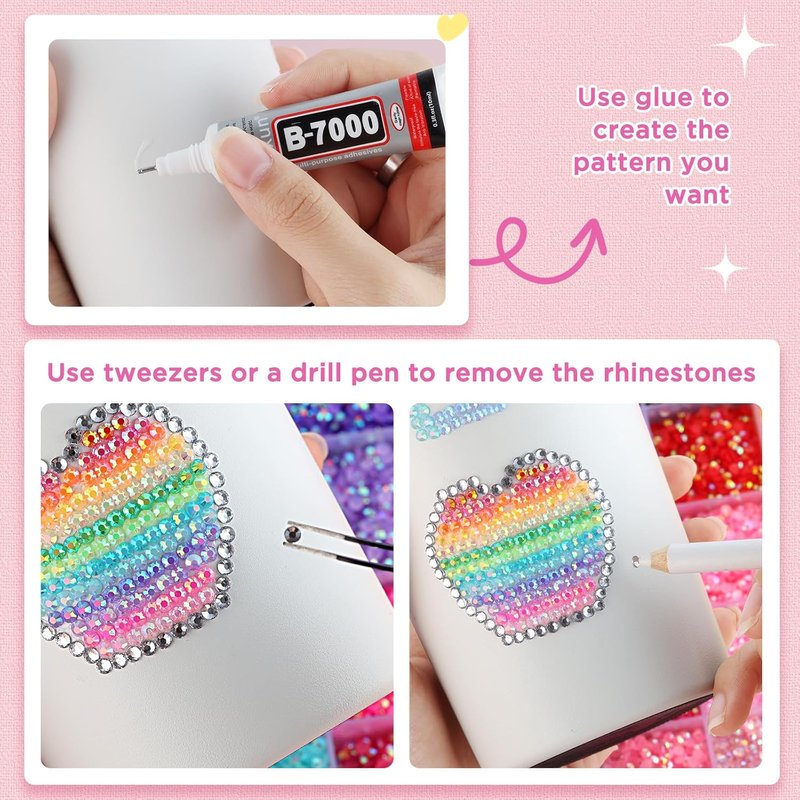 Zefy 40000 Pcs Resin Jelly Rhinestones - 3mm Flatback Gems for Crafting | 40 Colors & B7000 Glue Included