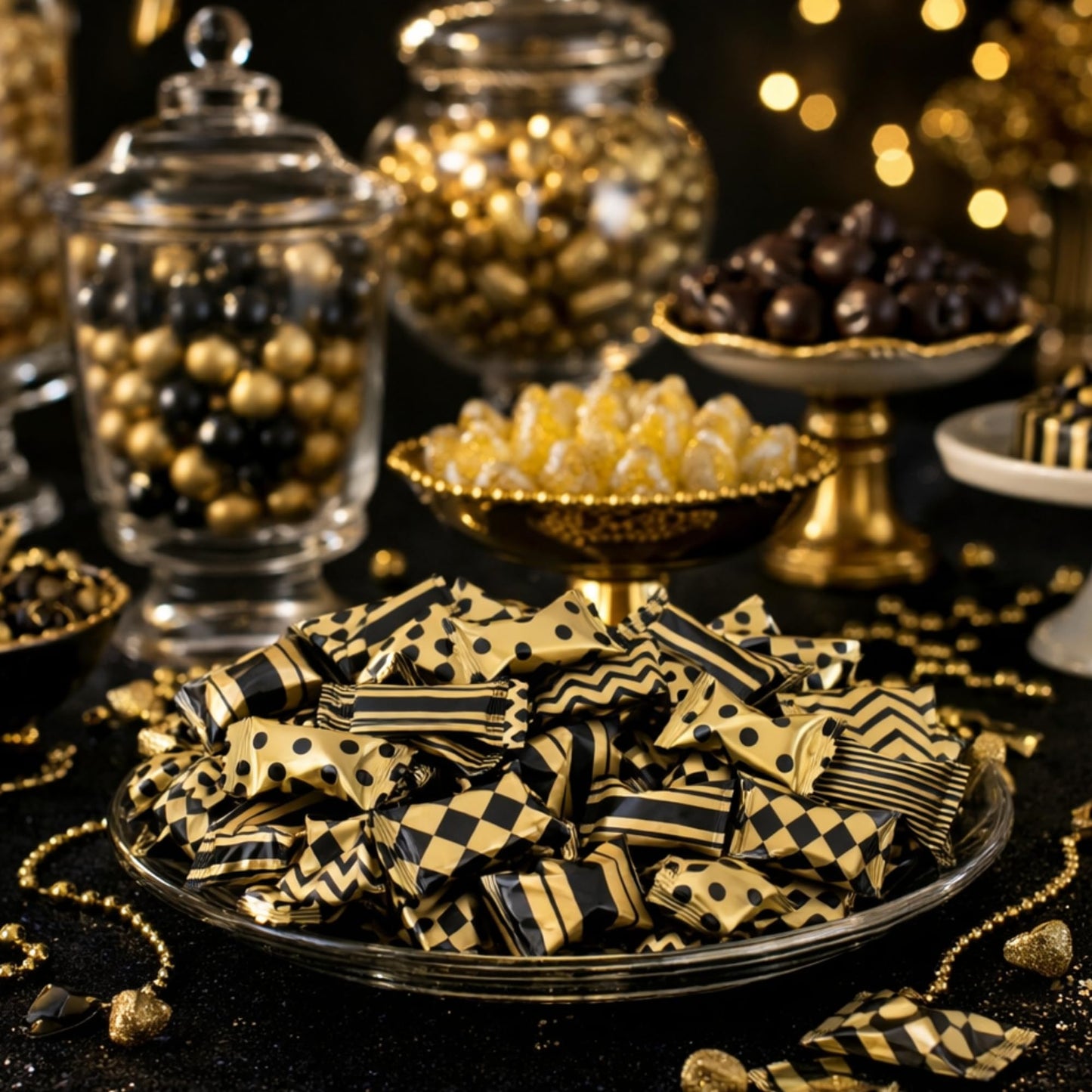 220pk Gold and Black Buttermints Individually Wrapped Bulk – Wedding Mints, Thank You Candy, Party Favors, Graduation, Retirement, New Years, Candy Buffet, Prom and Anniversary