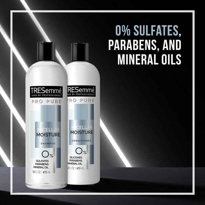 TRESemme Pro Pure Micellar Moisture Shampoo, Paraben and Dye Free, Daily Moisture for Dry, Dull Hair, Unisex, 16 fl oz
