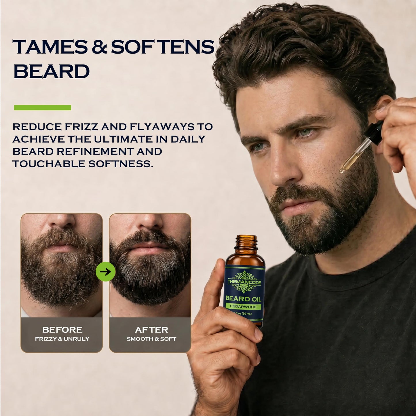 THEMANCODE Beard Oil for Men, Cedar, Beard Conditioner with Natural Jojoba & Grapeseed Oils, Softens, Strengthens and Moisturizes, Father Day Gifts