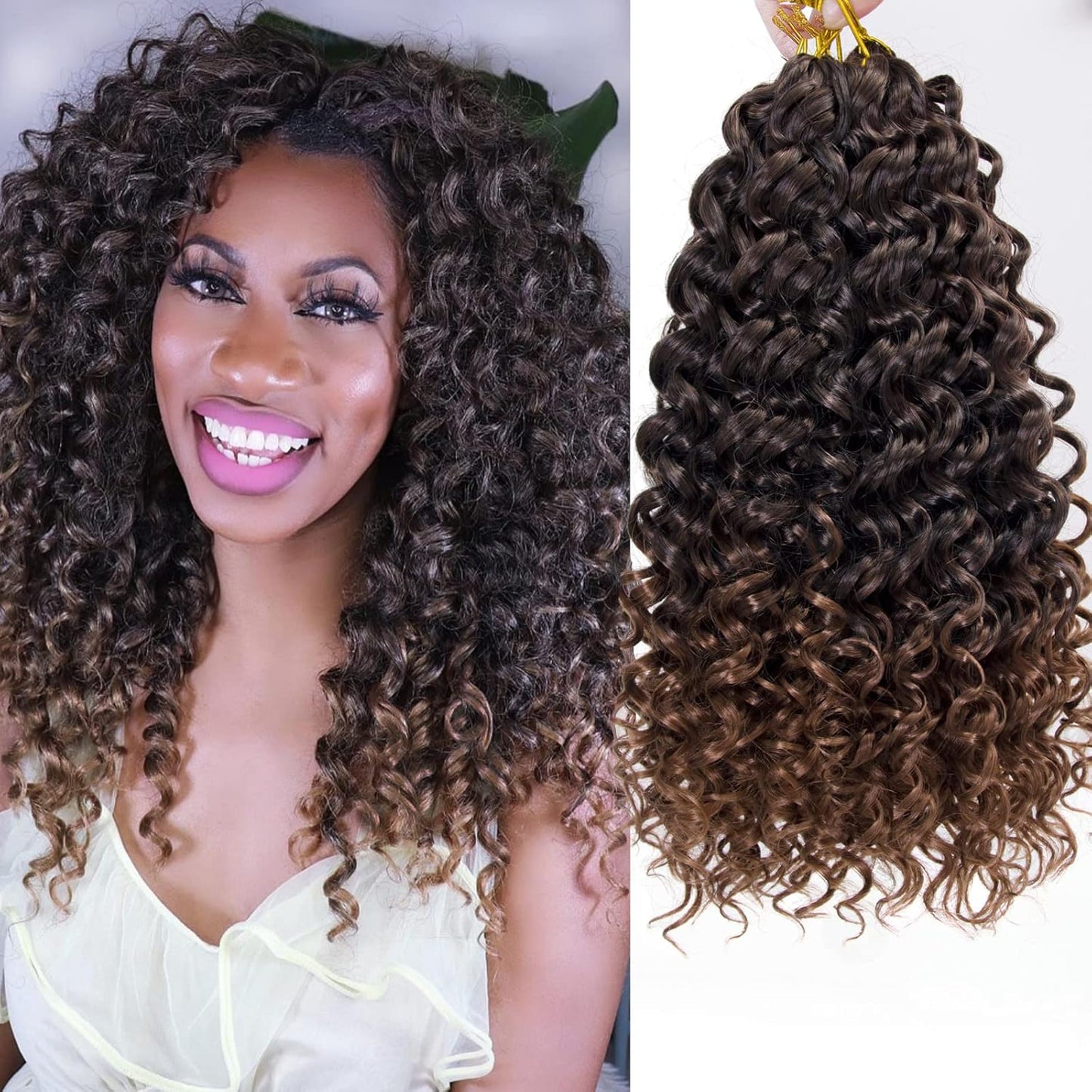 Water Wave Crochet Hair Extensions - Blonde Synthetic Bohemian Braids | 14 Inch Deep Wave (27#)